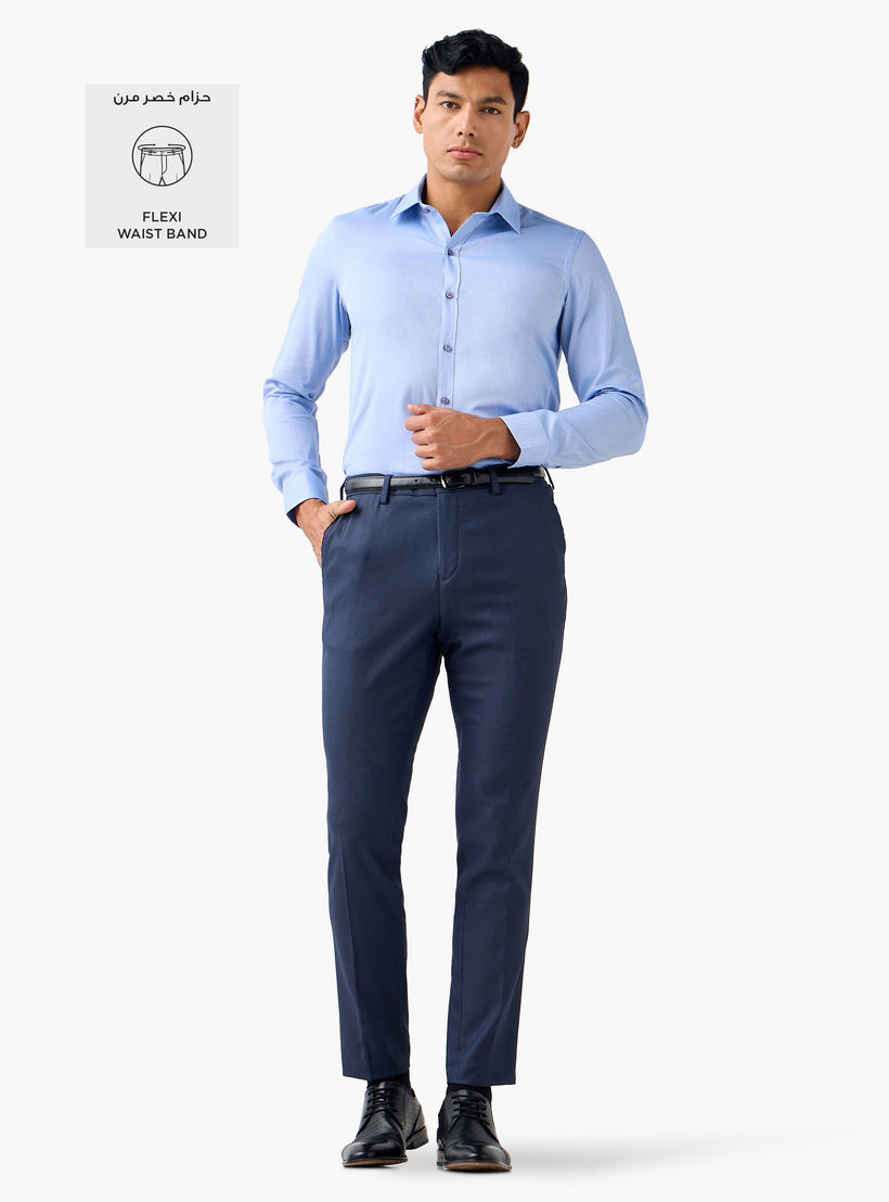 بنطلون رسمي بقصة ضيقة وحزام وخصر مرن وجيوب-men-clothing-trousersandchinos-trousers-image-2