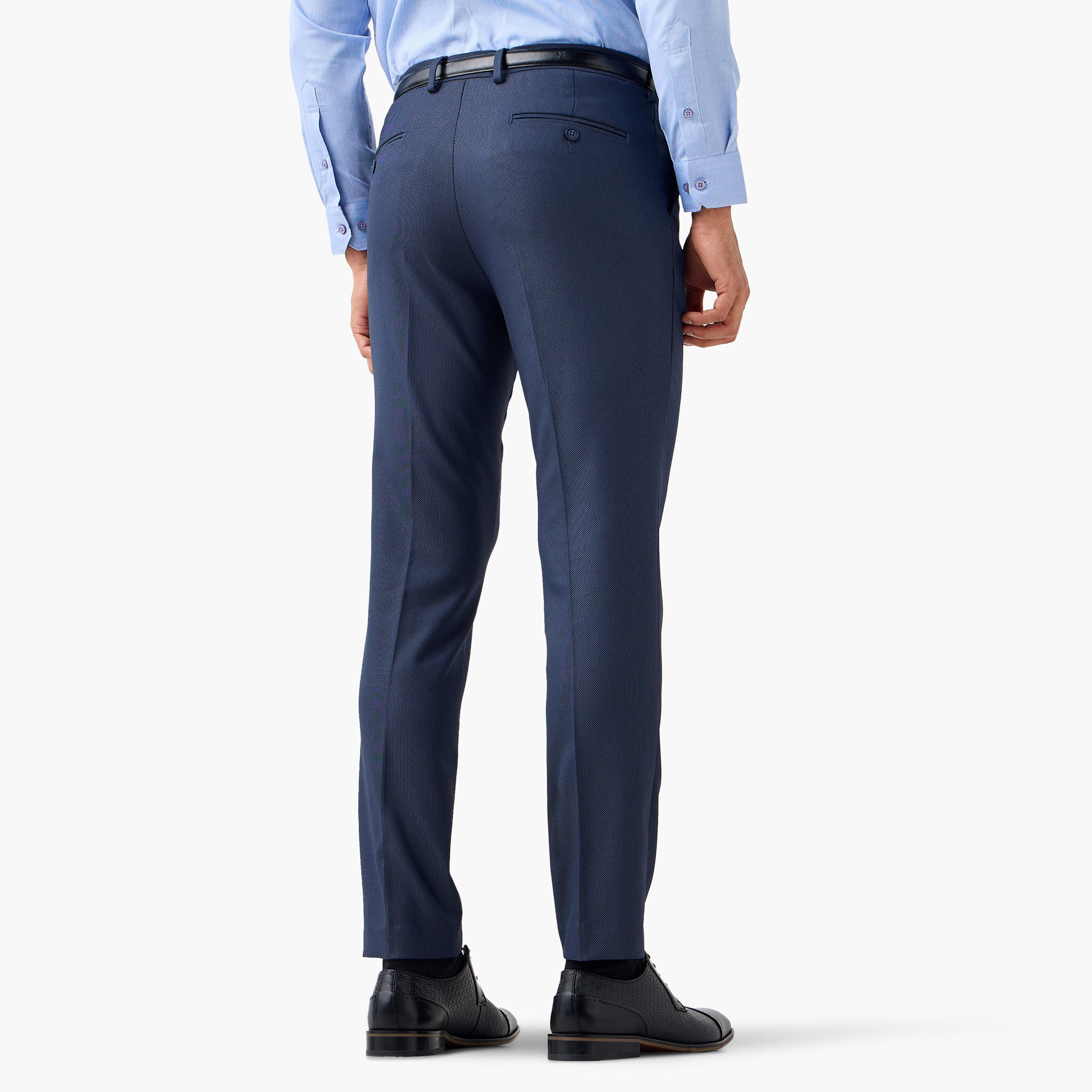 بنطلون رسمي بقصة ضيقة وحزام وخصر مرن وجيوب-men-clothing-trousersandchinos-trousers-image-3