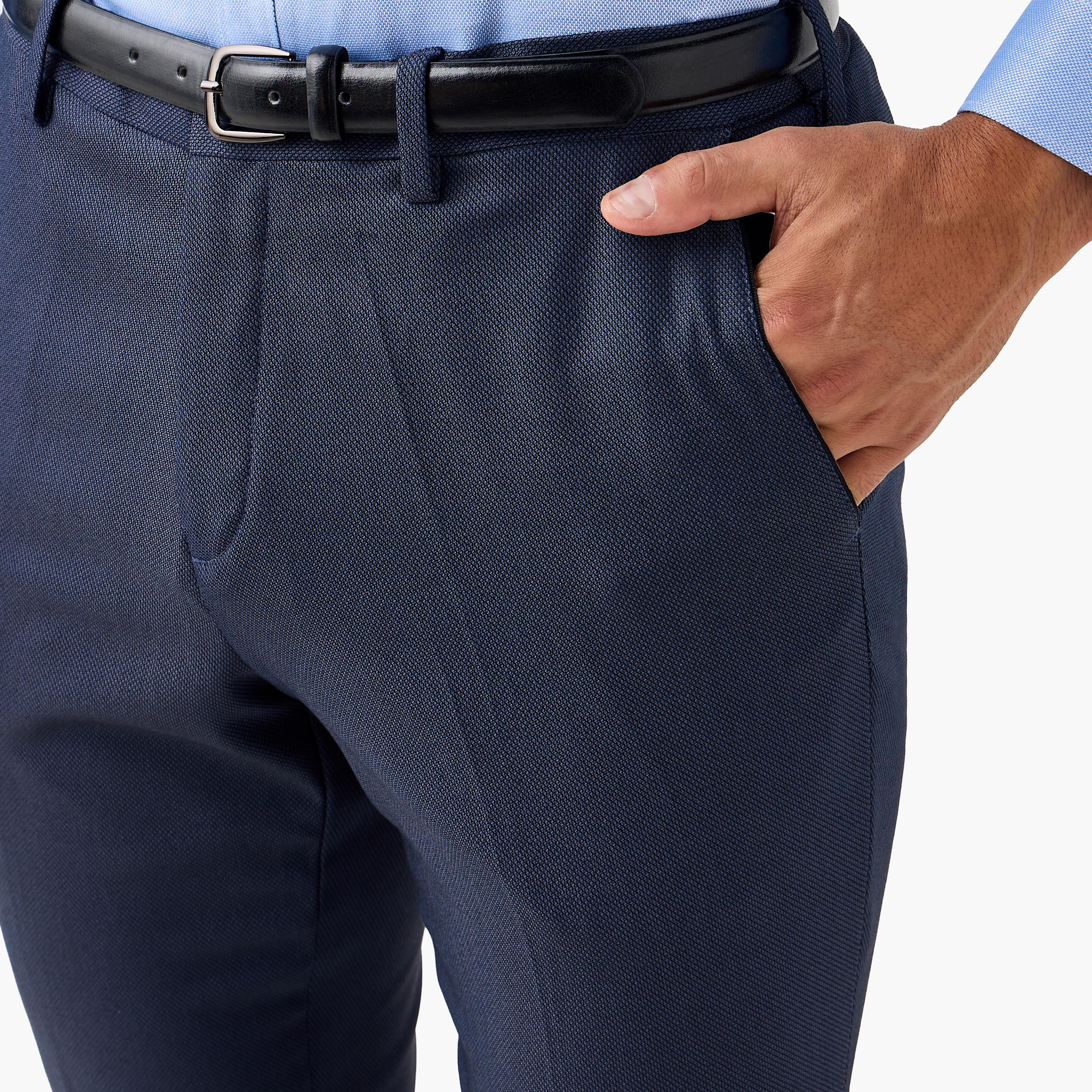 بنطلون رسمي بقصة ضيقة وحزام وخصر مرن وجيوب-men-clothing-trousersandchinos-trousers-image-4