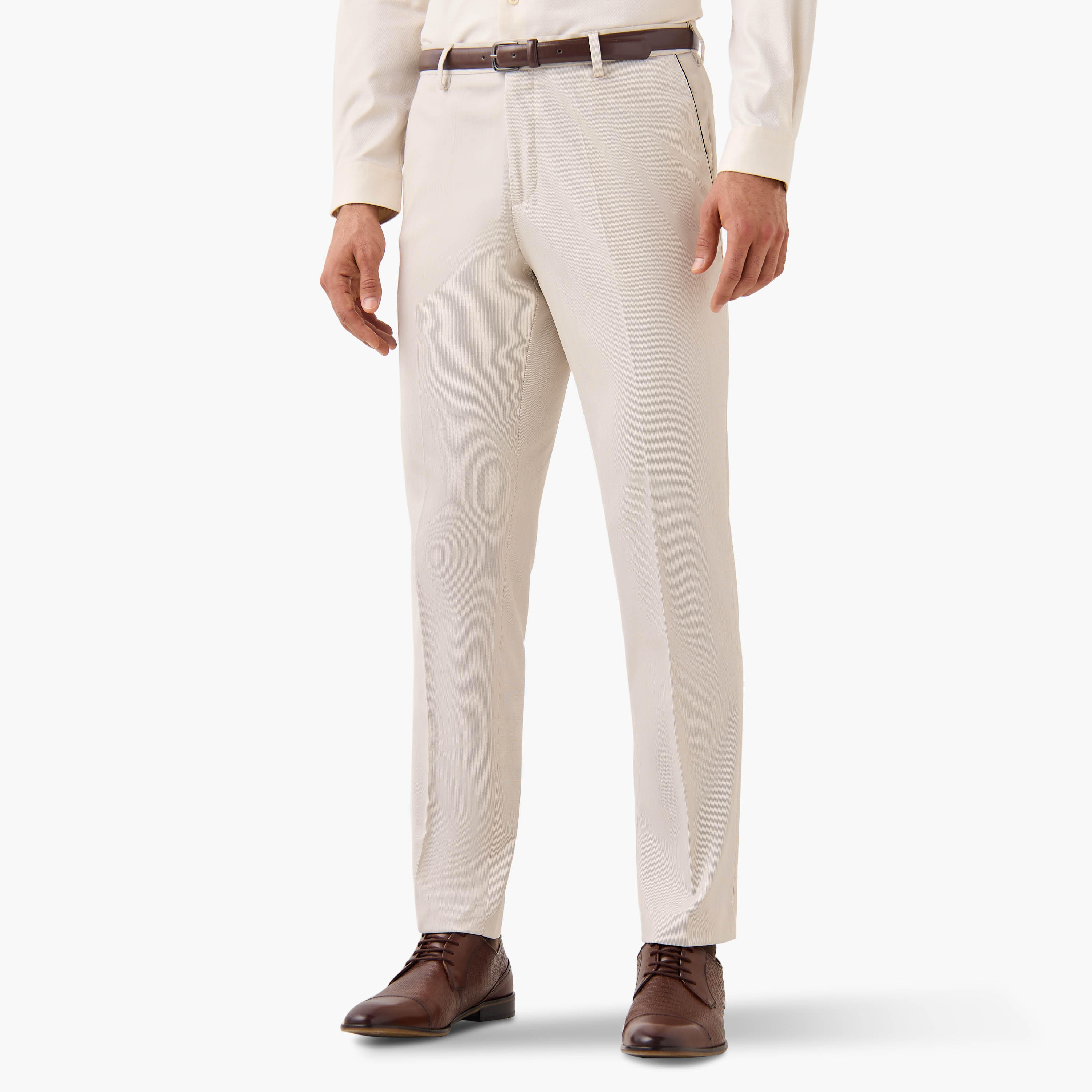 بنطلون رسمي بقصة ضيقة وحزام وخصر مرن وجيوب-men-clothing-trousersandchinos-trousers-image-1
