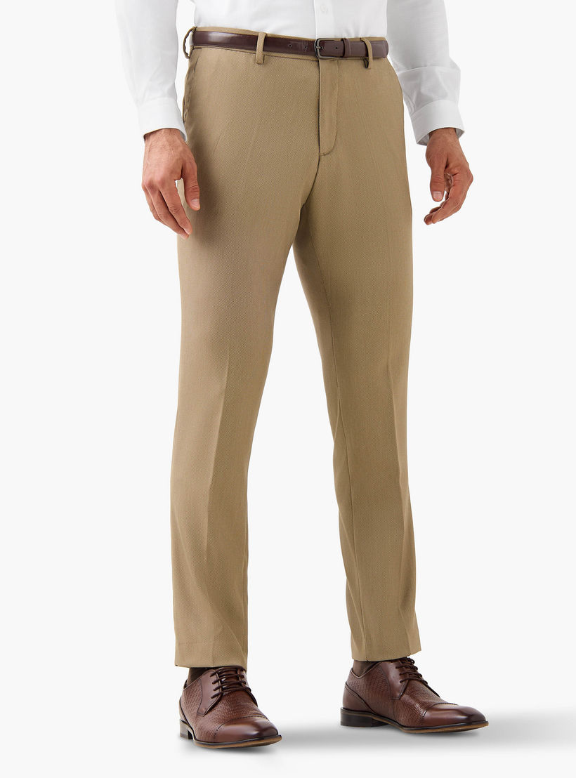 بنطلون رسمي بقصة ضيقة وحزام وخصر مرن وجيوب-men-clothing-trousersandchinos-trousers-image-1