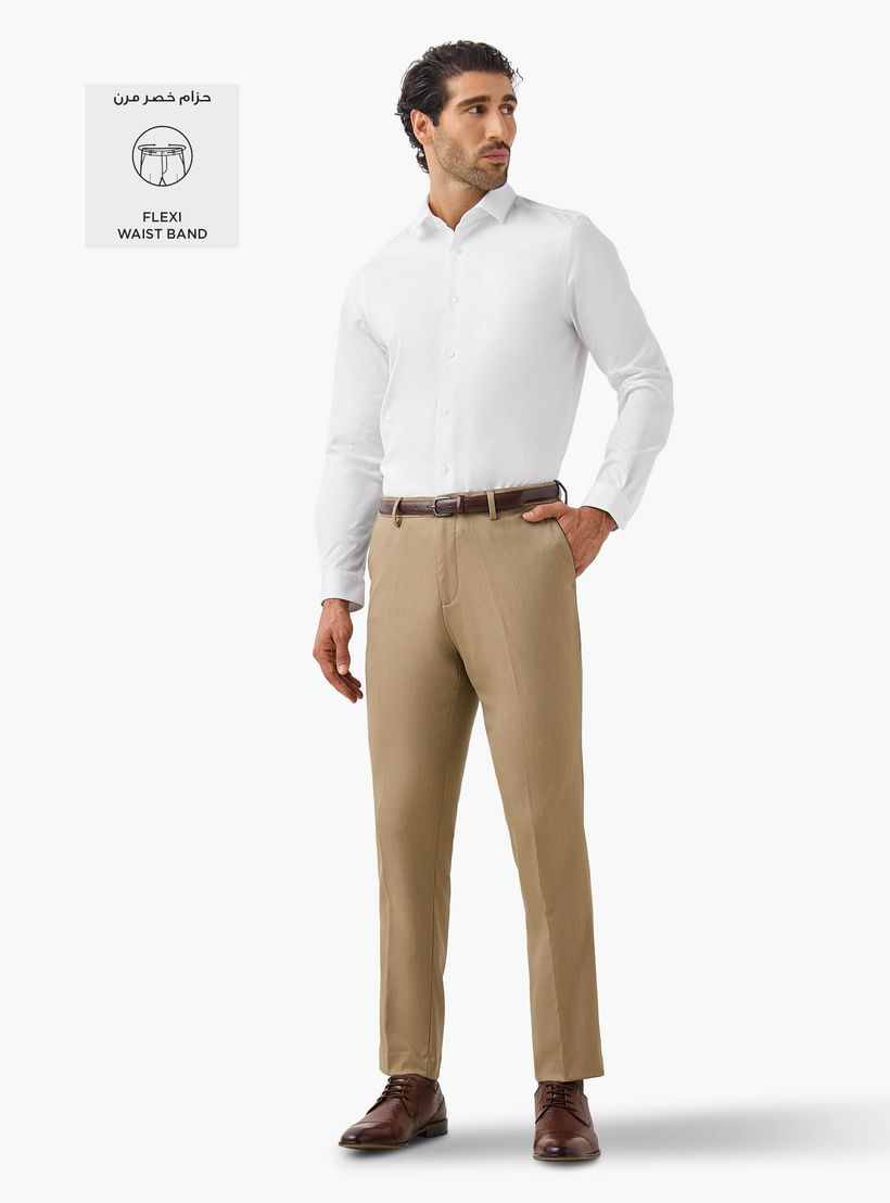 بنطلون رسمي بقصة ضيقة وحزام وخصر مرن وجيوب-men-clothing-trousersandchinos-trousers-image-2