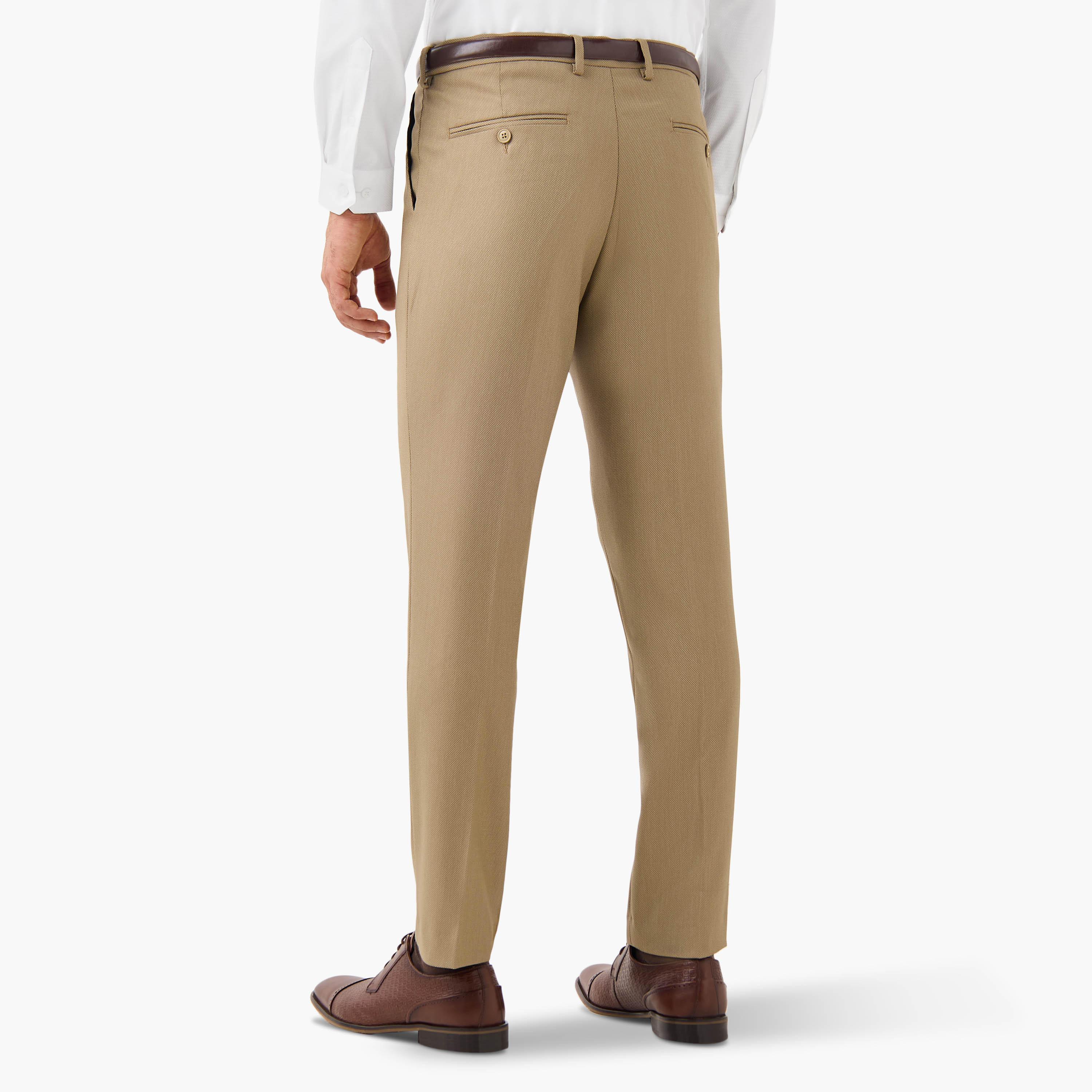 بنطلون رسمي بقصة ضيقة وحزام وخصر مرن وجيوب-men-clothing-trousersandchinos-trousers-image-3