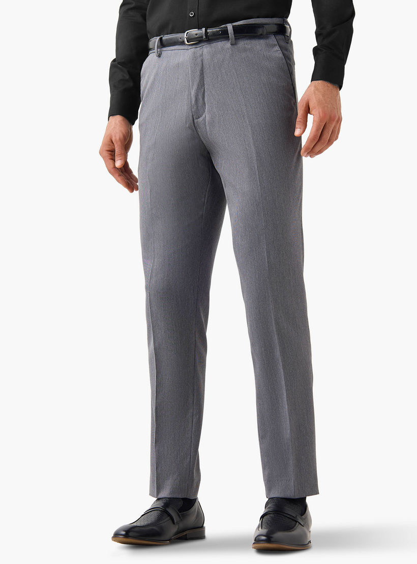 بنطلون رسمي بقصة ضيقة وحزام وخصر مرن وجيوب-men-clothing-trousersandchinos-trousers-image-1
