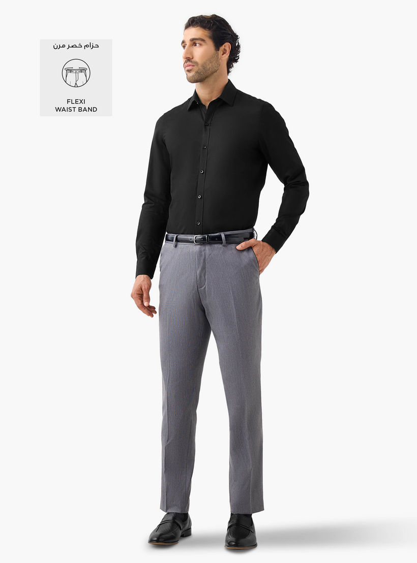 بنطلون رسمي بقصة ضيقة وحزام وخصر مرن وجيوب-men-clothing-trousersandchinos-trousers-image-2