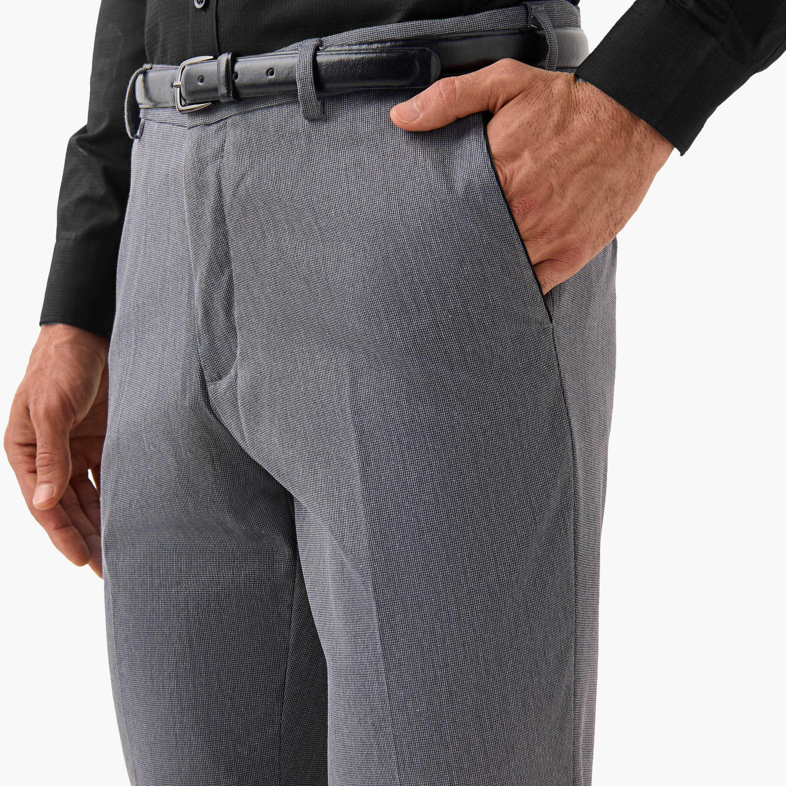 بنطلون رسمي بقصة ضيقة وحزام وخصر مرن وجيوب-men-clothing-trousersandchinos-trousers-image-4