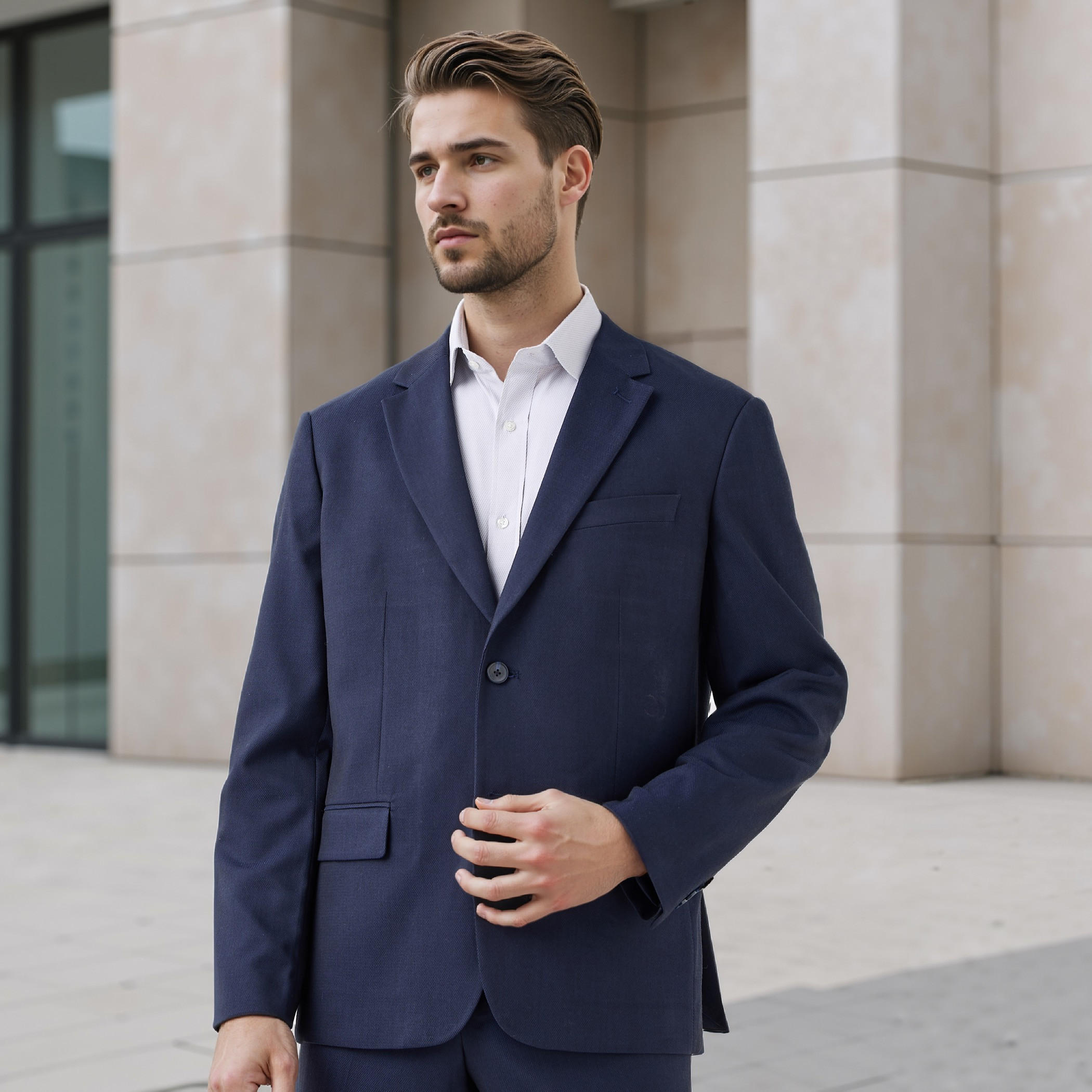 Textured Notch Lapel Blazer with Pockets-men-winterwear-jacketsandblazers-image-1