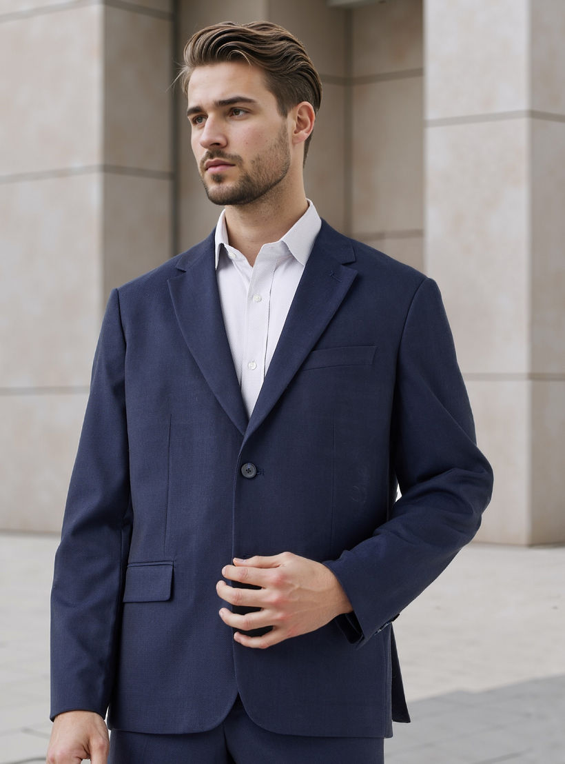 بليزر بارز الملمس بياقة مطوية وجيوب-men-winterwear-jacketsandblazers-image-1