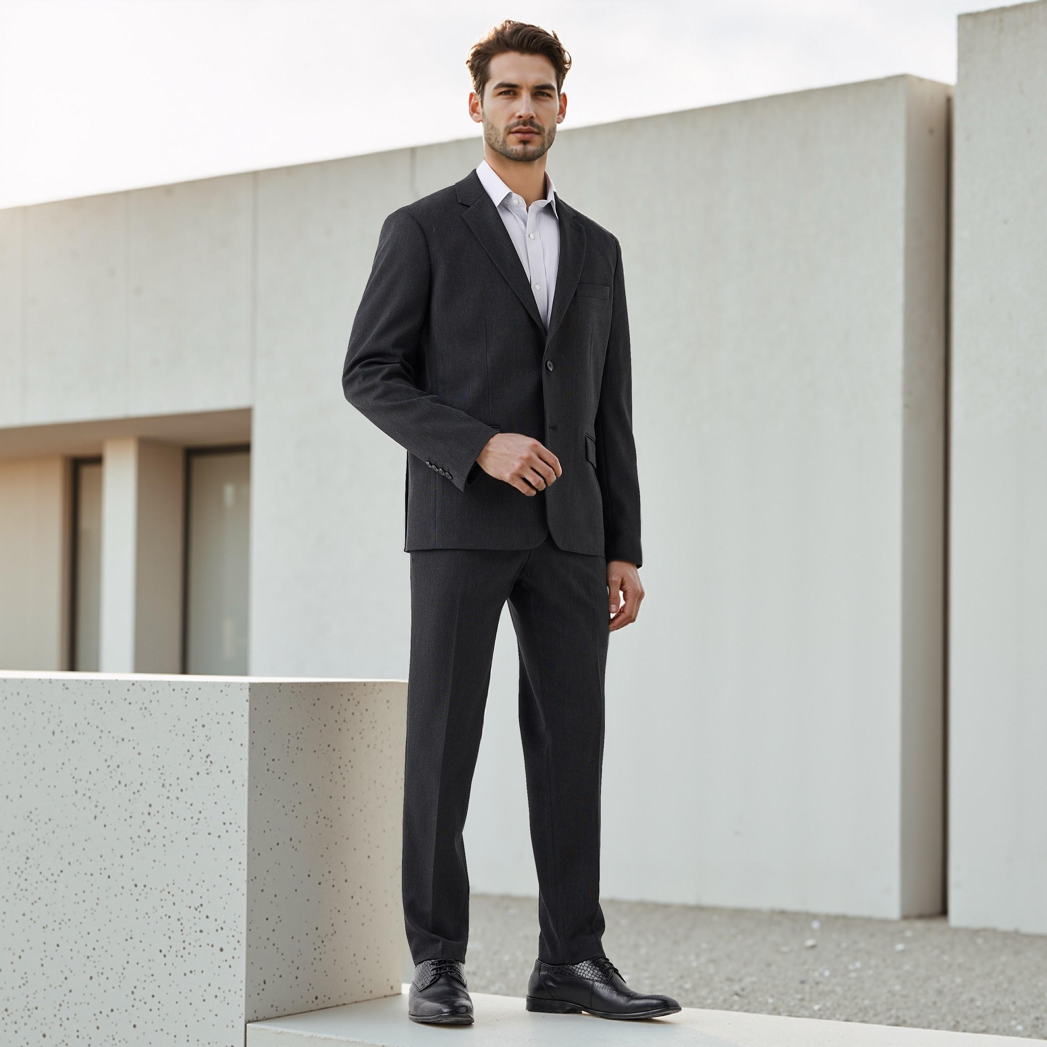 Textured Notch Lapel Blazer with Pockets-men-winterwear-jacketsandblazers-image-2