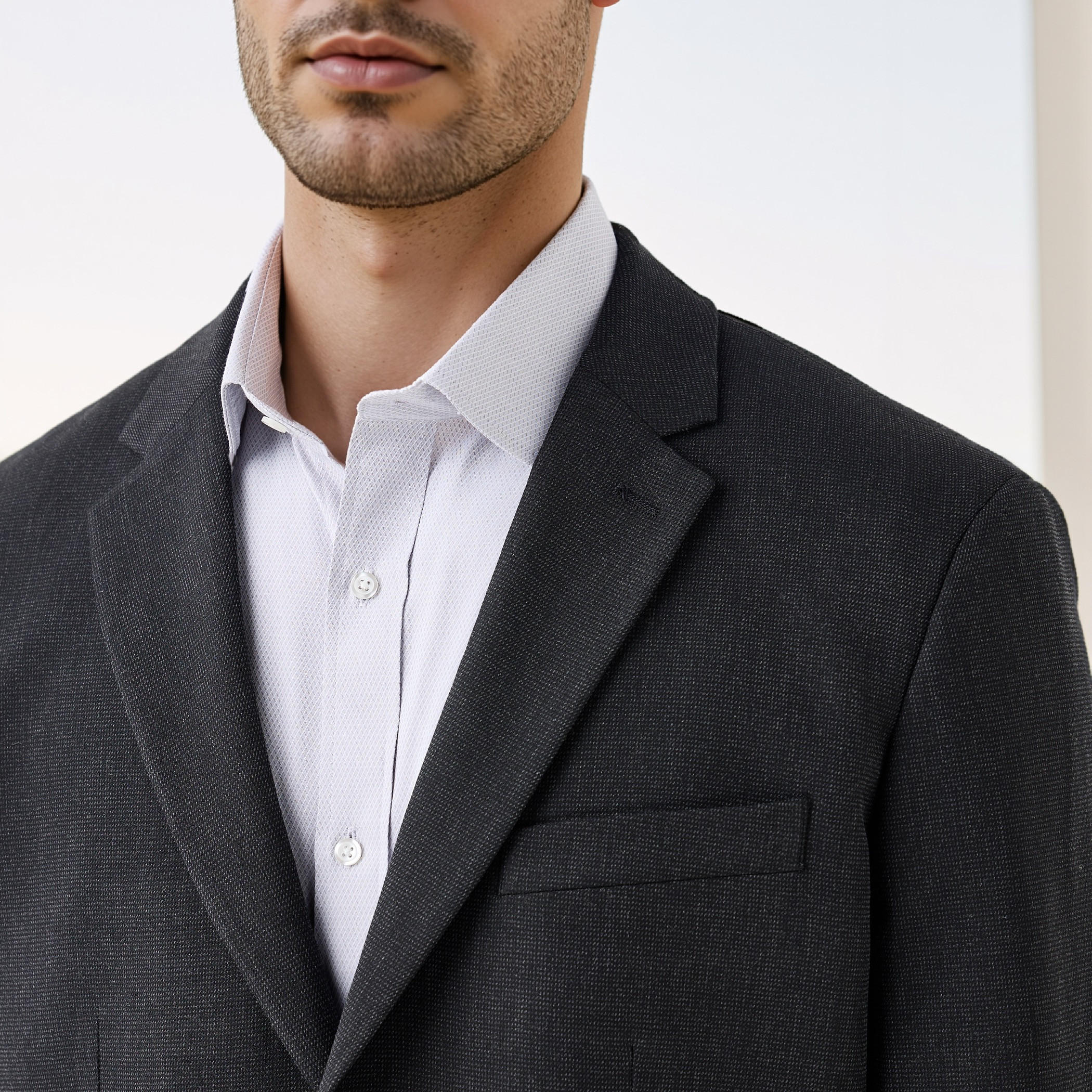 Textured Notch Lapel Blazer with Pockets-men-winterwear-jacketsandblazers-image-4