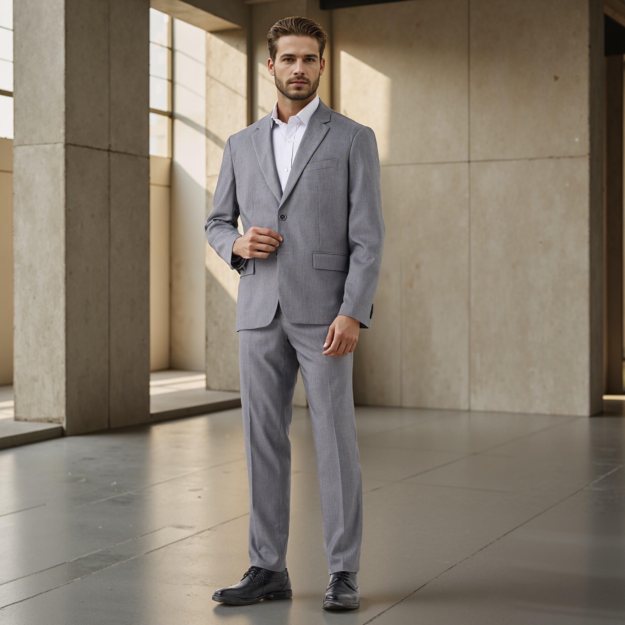 Textured Notch Lapel Blazer with Pockets-men-winterwear-jacketsandblazers-image-2