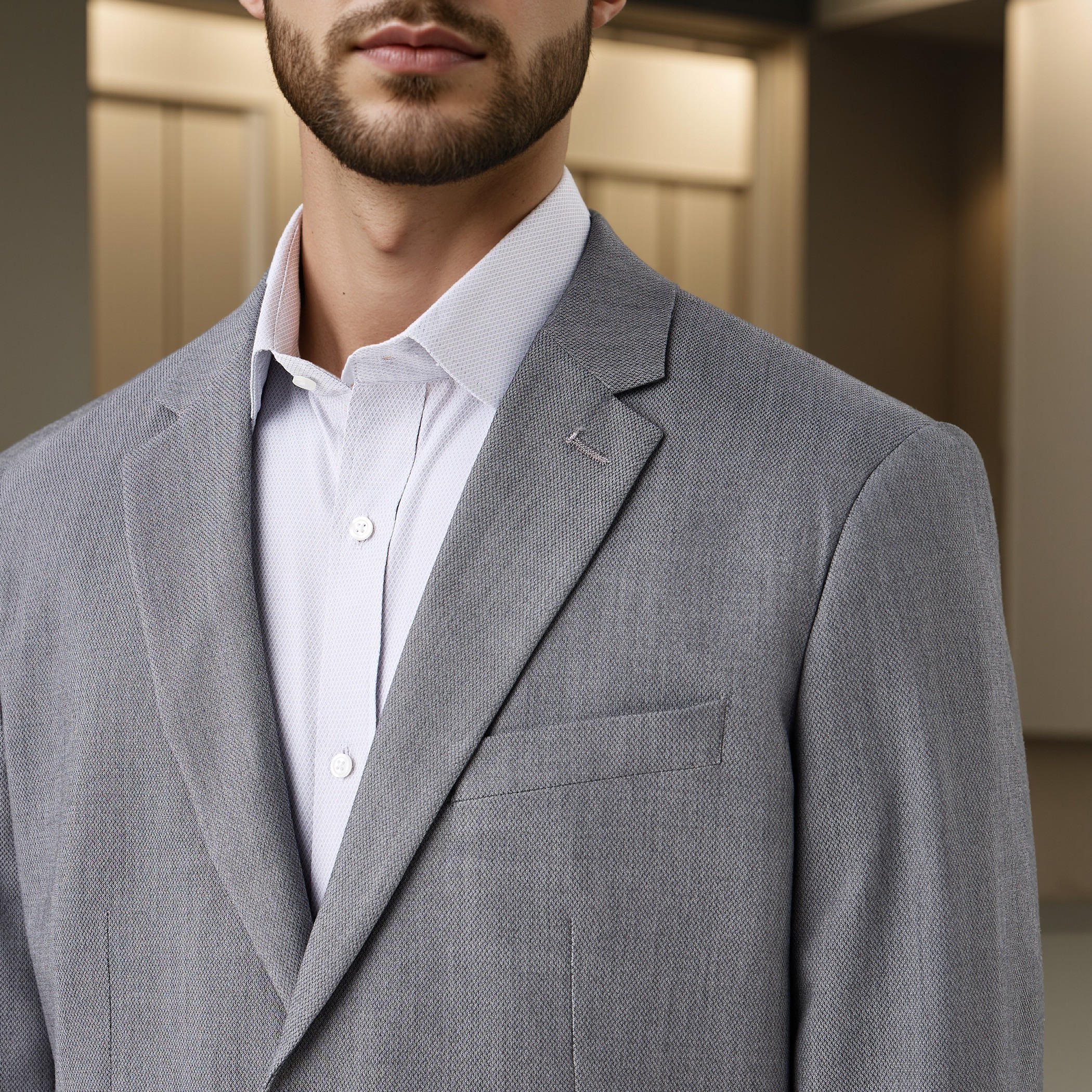 Textured Notch Lapel Blazer with Pockets-men-winterwear-jacketsandblazers-image-4