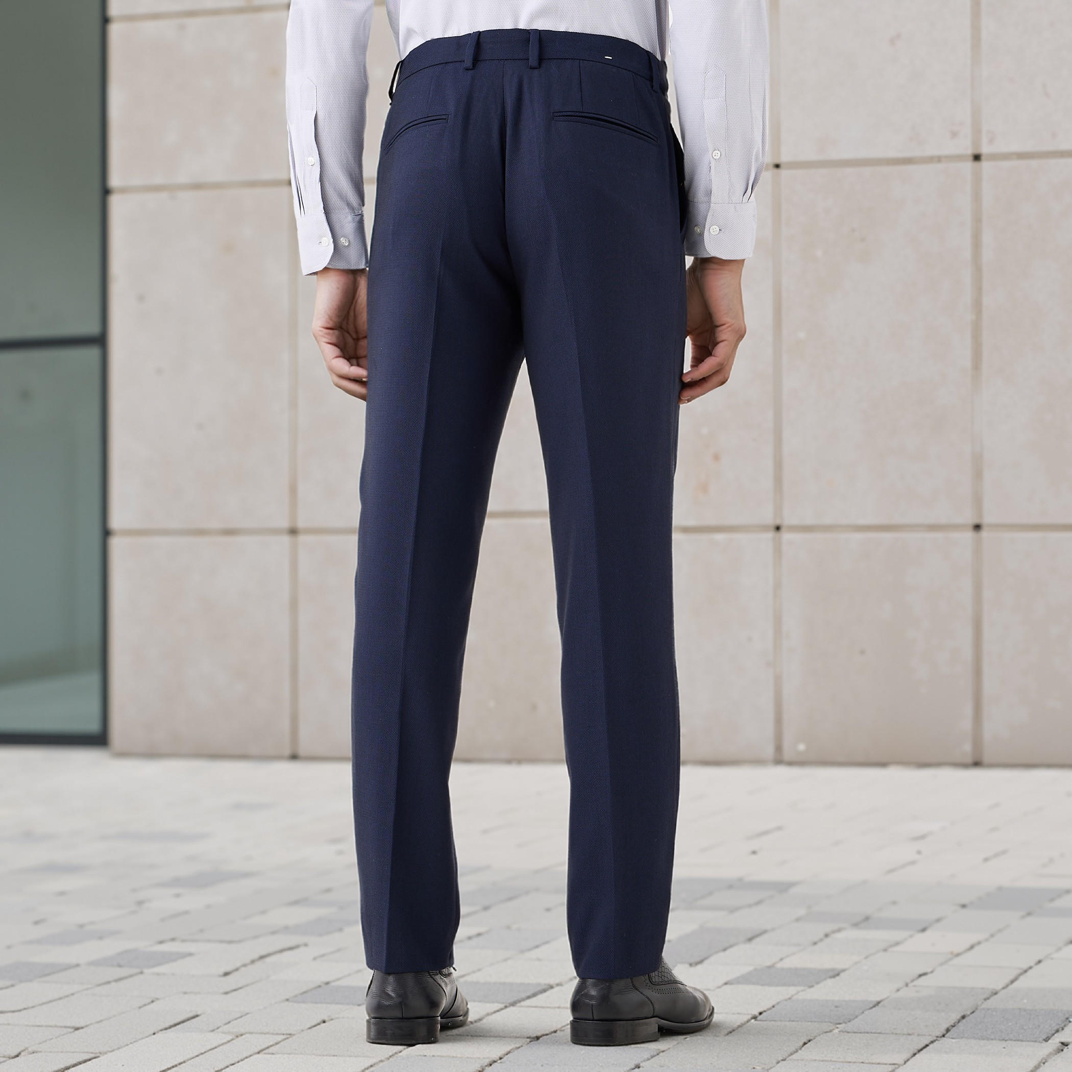 Slim Fit Flexi Waist Formal Trousers with Pockets-men-clothing-bottoms-trousersandchinos-trousers-image-3
