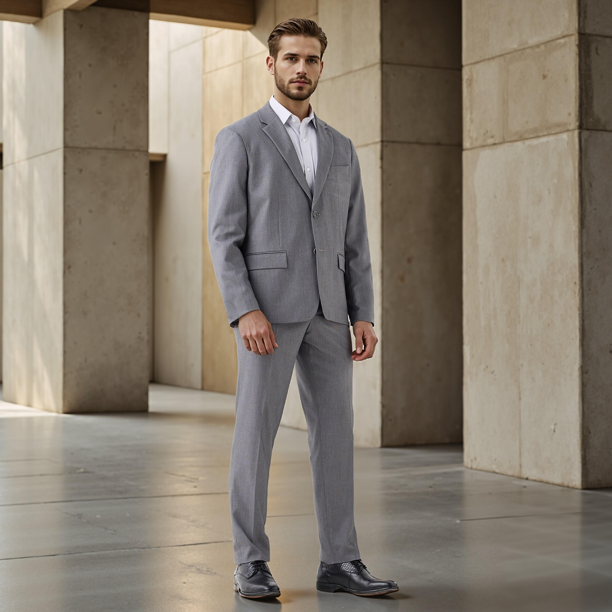 Slim Fit Flexi Waist Formal Trousers with Pockets-men-clothing-bottoms-trousersandchinos-trousers-image-2