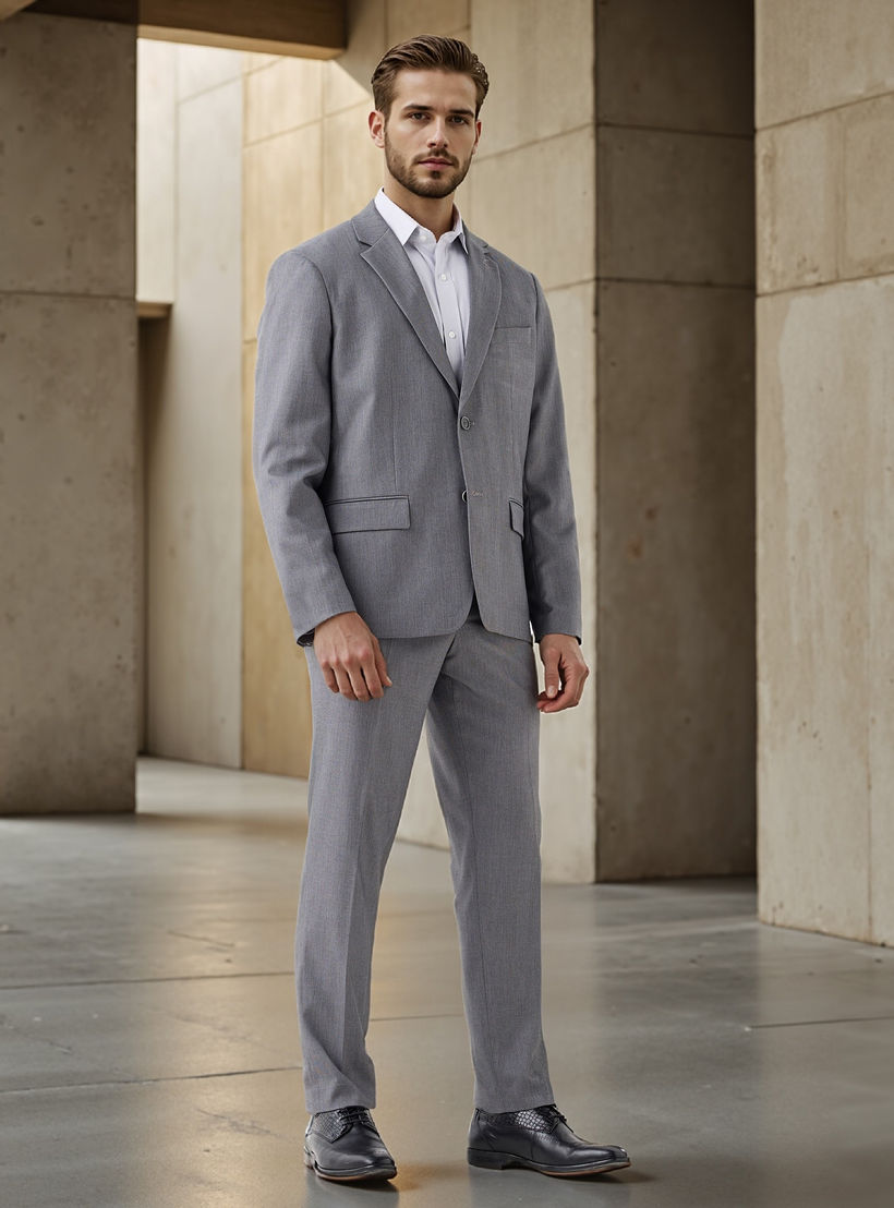 Slim Fit Flexi Waist Formal Trousers with Pockets-men-clothing-bottoms-trousersandchinos-trousers-image-2
