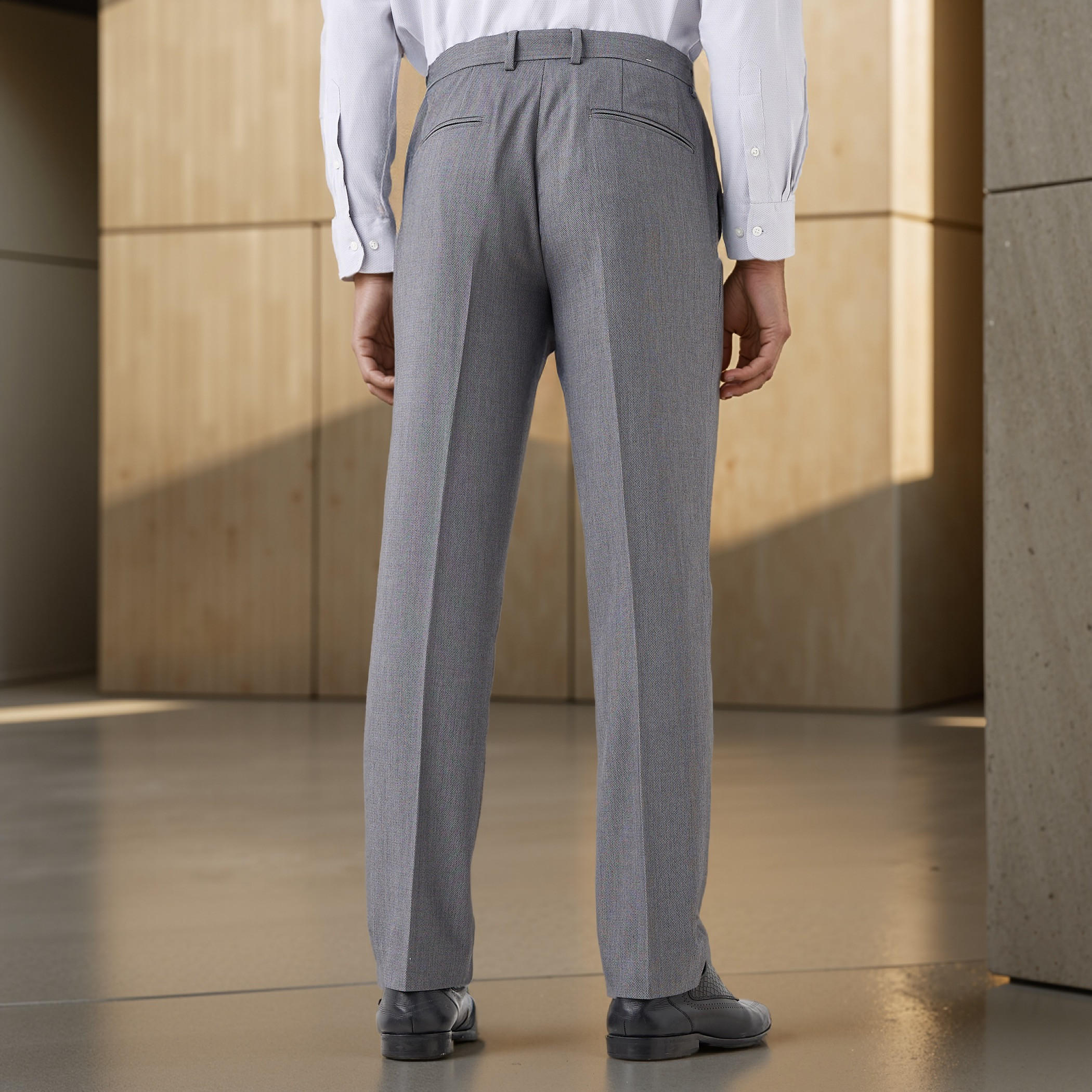 Slim Fit Flexi Waist Formal Trousers with Pockets-men-clothing-bottoms-trousersandchinos-trousers-image-3