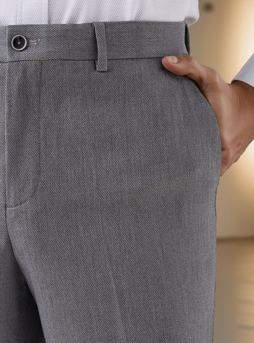 Slim Fit Flexi Waist Formal Trousers with Pockets-men-clothing-bottoms-trousersandchinos-trousers-image-4