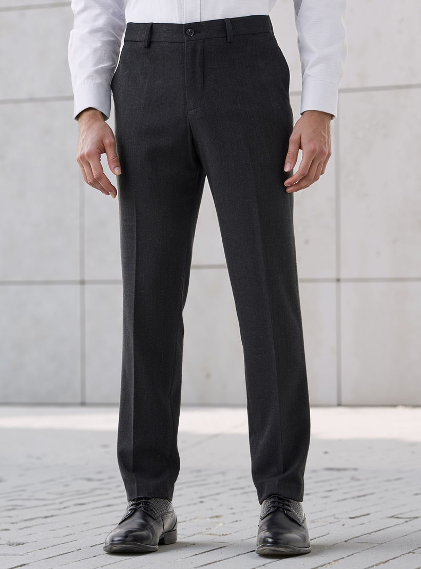 بنطلون رسمي بقصة ضيقة وخصر مرن وجيوب-men-clothing-bottoms-trousersandchinos-trousers-image-1