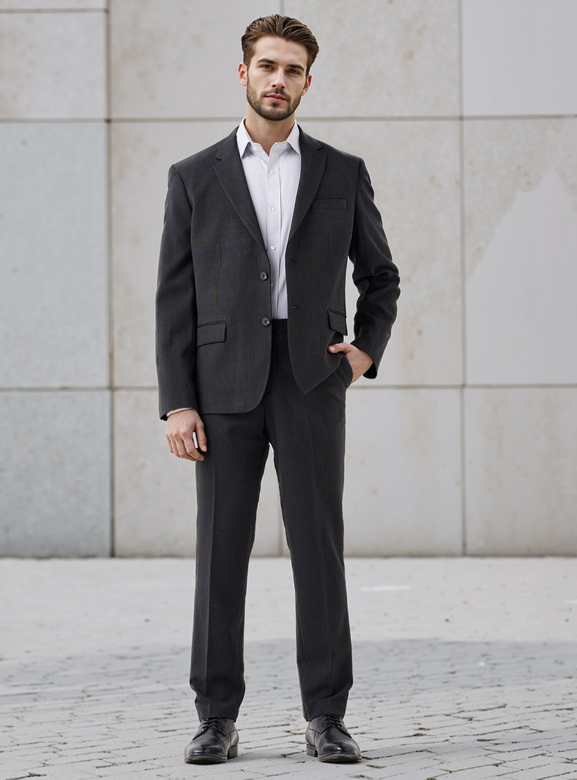 بنطلون رسمي بقصة ضيقة وخصر مرن وجيوب-men-clothing-bottoms-trousersandchinos-trousers-image-2
