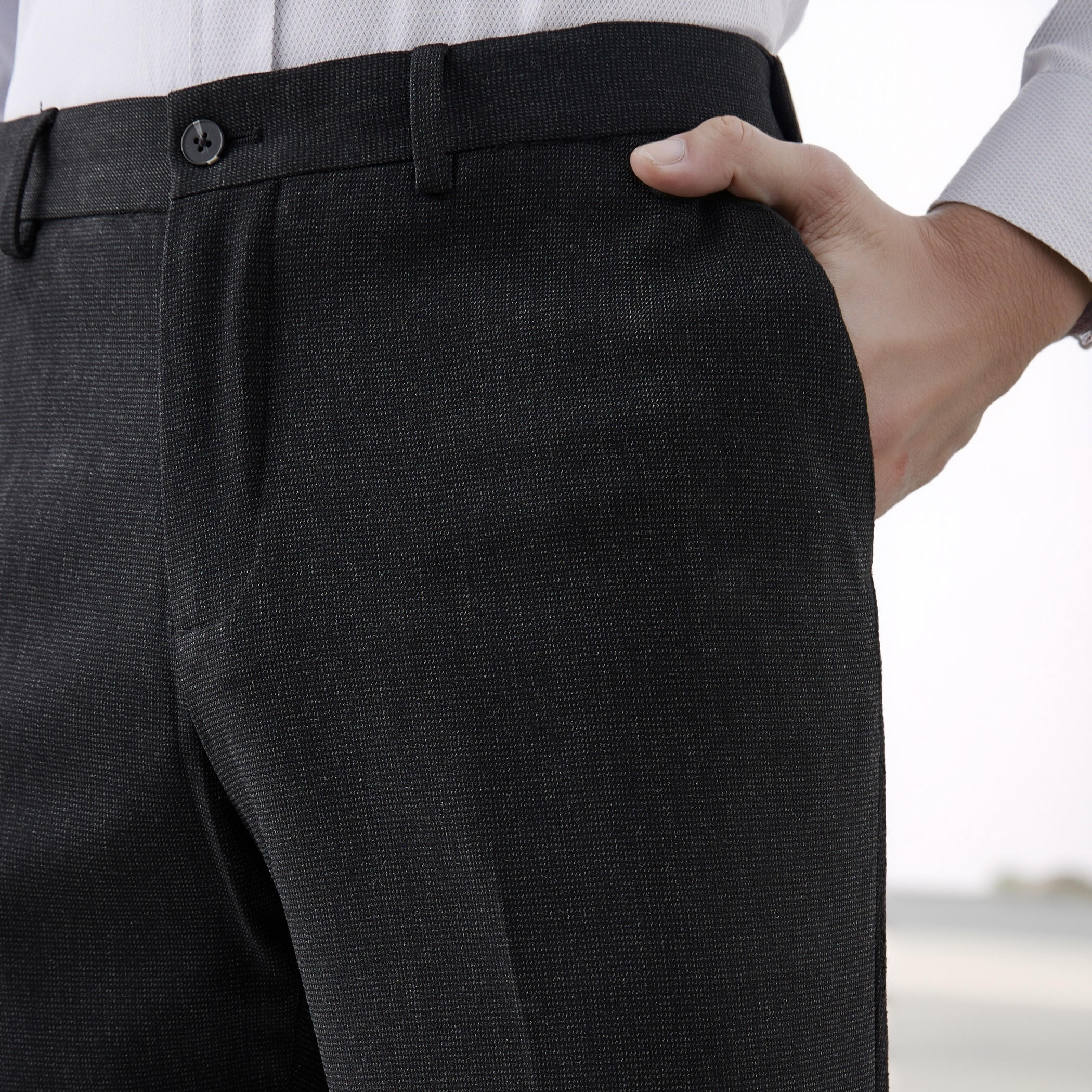 Slim Fit Flexi Waist Formal Trousers with Pockets-men-clothing-bottoms-trousersandchinos-trousers-image-4