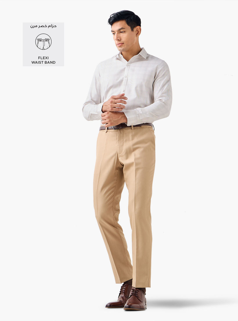 بنطلون رسمي بقصة ضيقة وخصر مرن وجيوب-men-clothing-bottoms-trousersandchinos-trousers-image-2