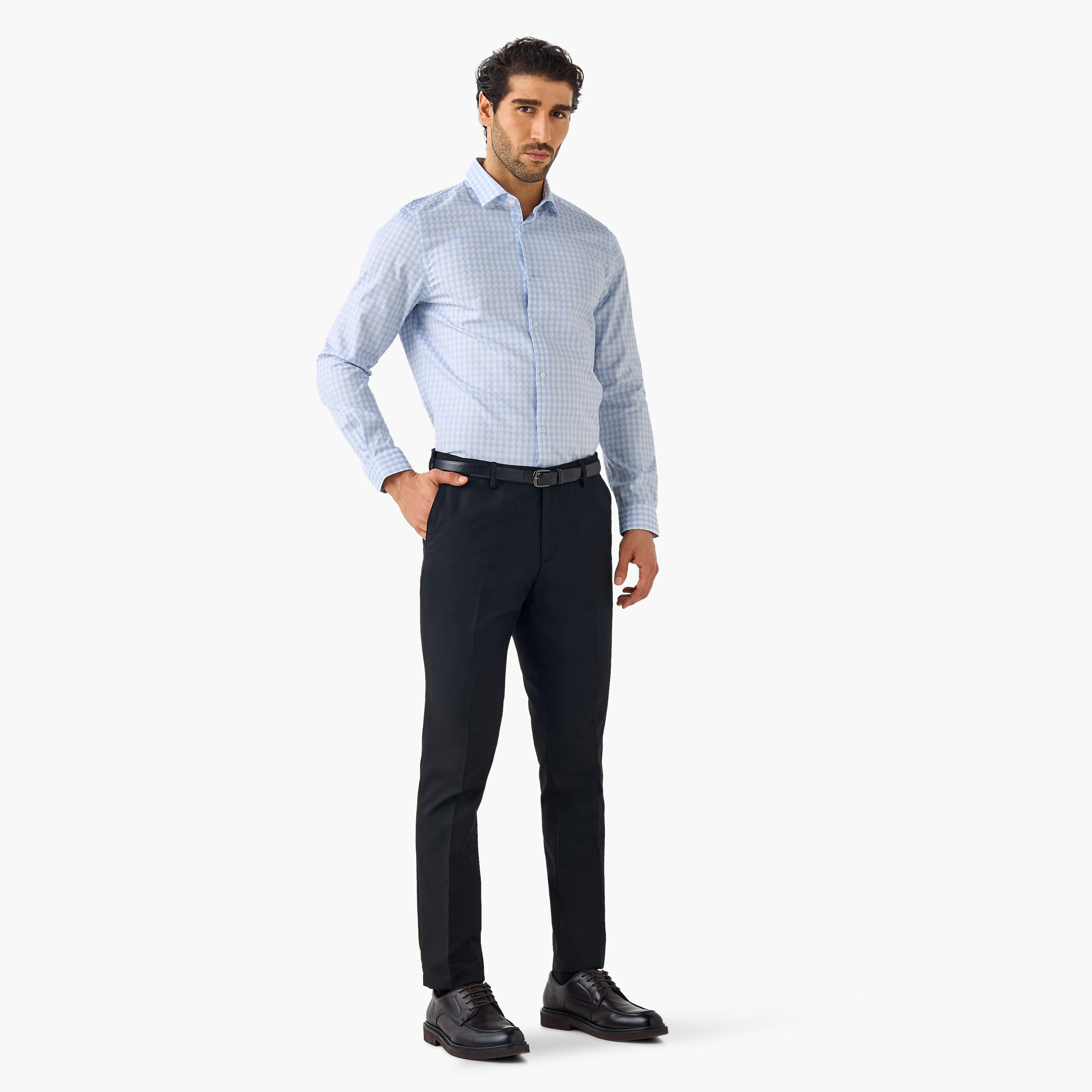 Regular Fit Checked Collared Dobby Shirt-men-clothing-shirts-image-2