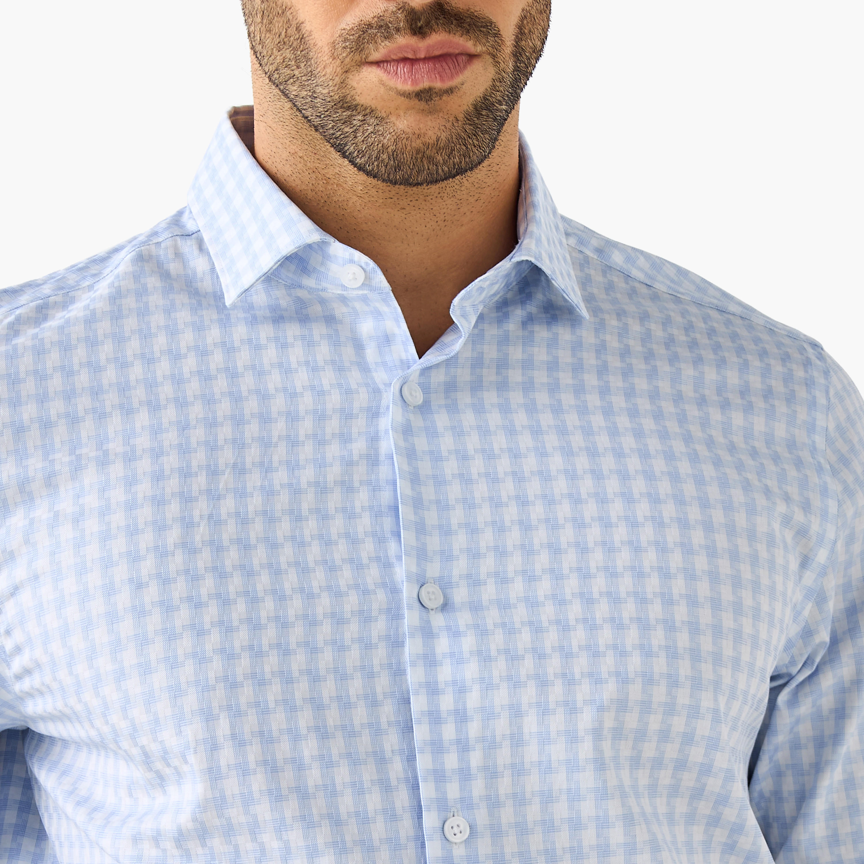 Regular Fit Checked Collared Dobby Shirt-men-clothing-shirts-image-5