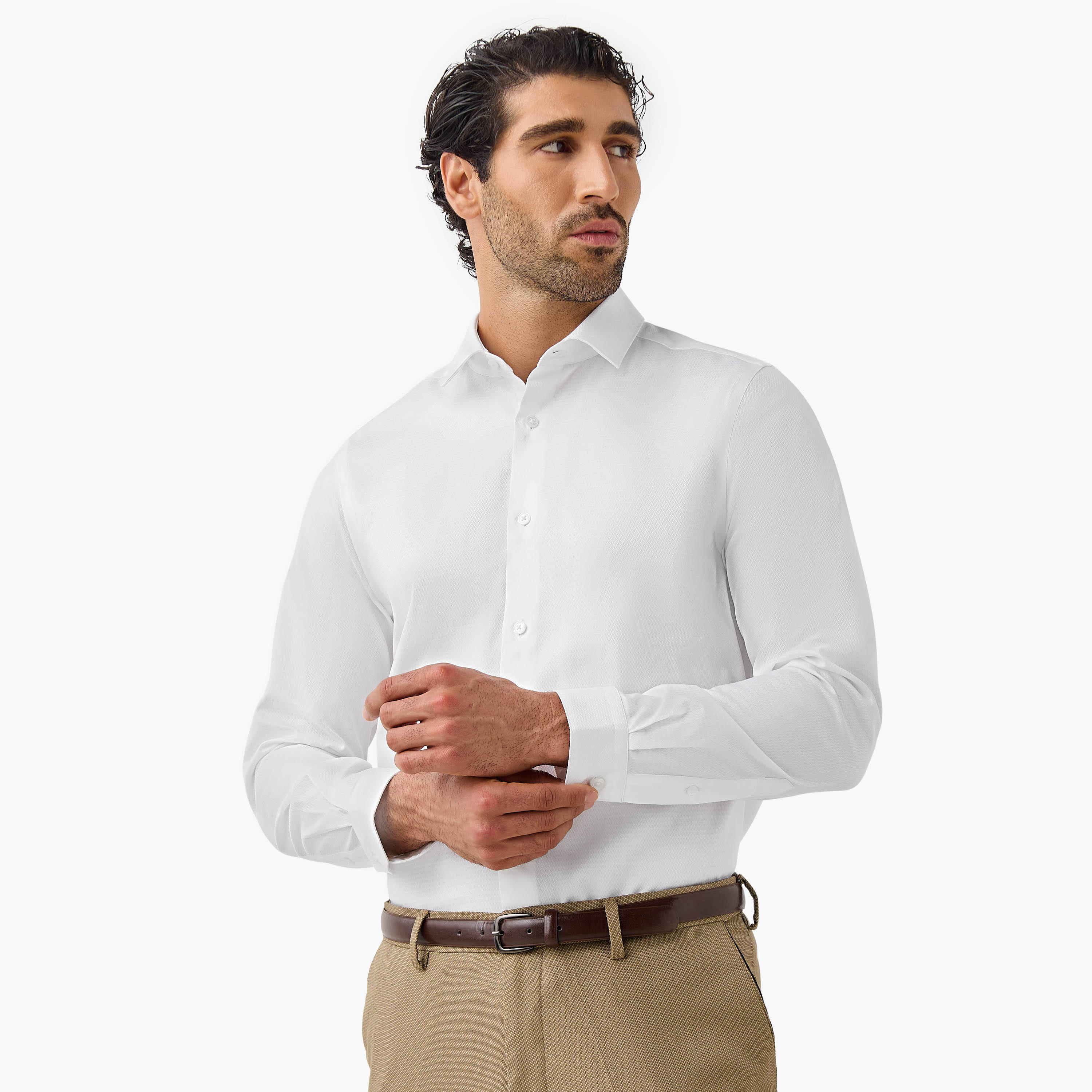 Regular Fit Textured Shirt with Long Sleeves-men-clothing-shirts-image-1
