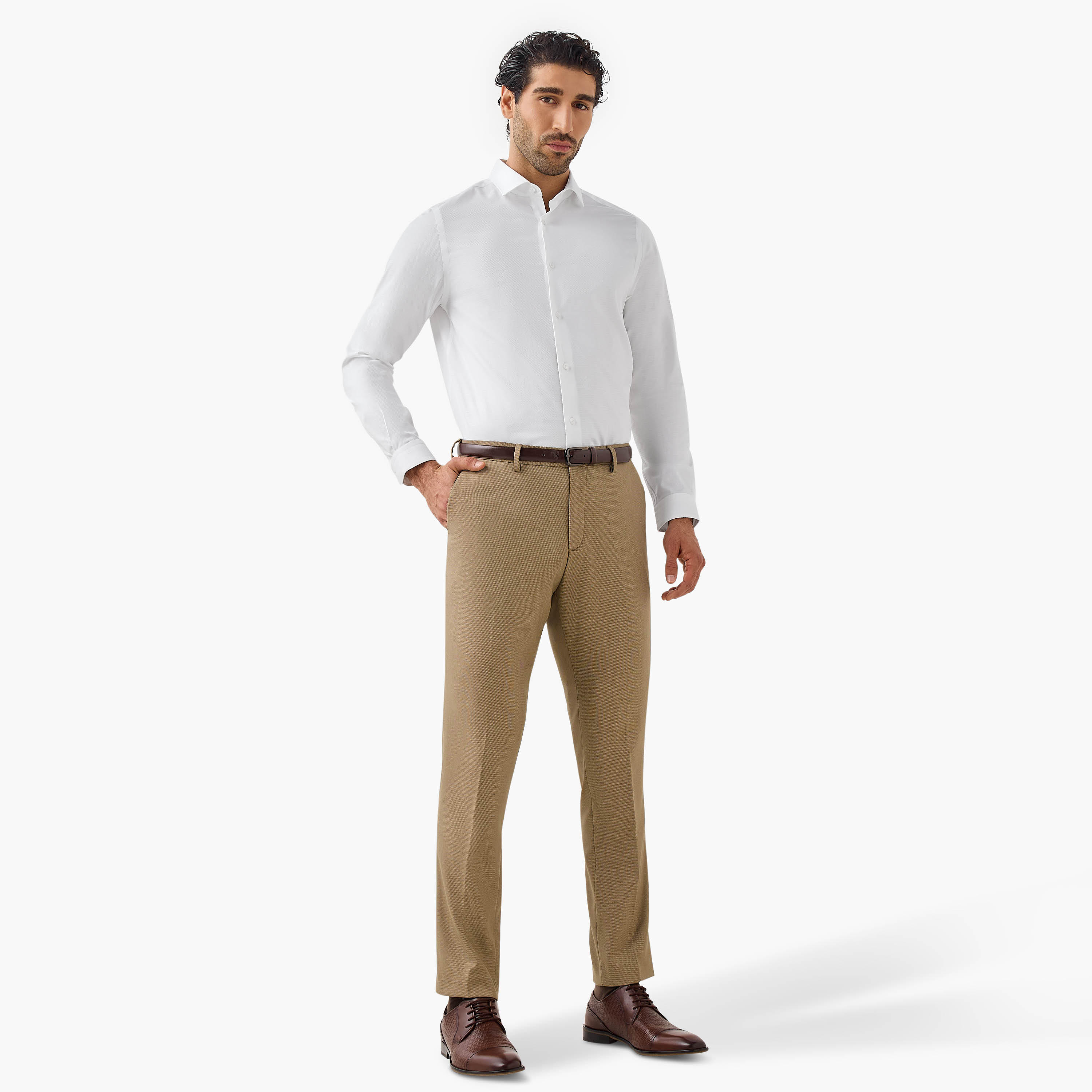 Regular Fit Textured Shirt with Long Sleeves-men-clothing-shirts-image-2