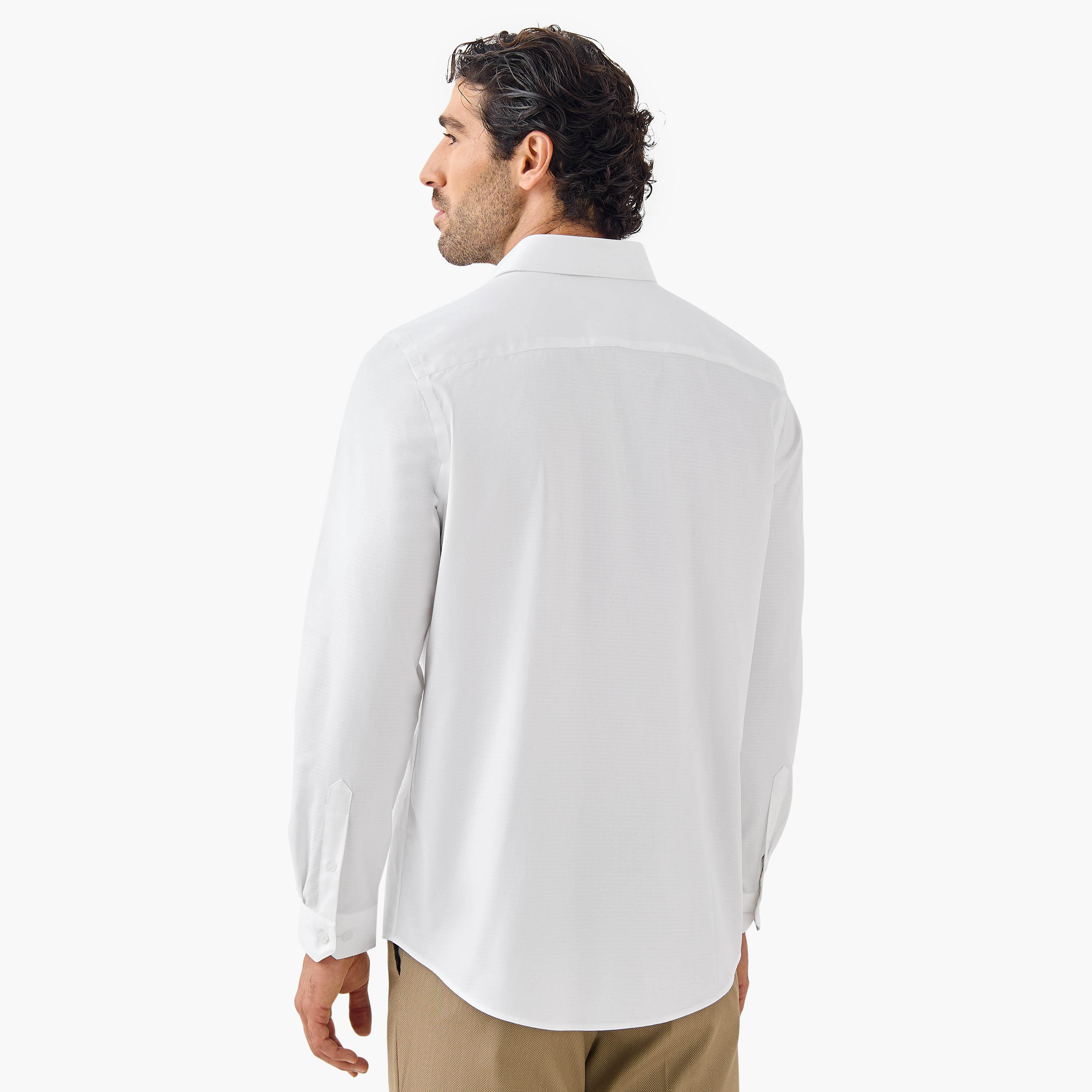 Regular Fit Textured Shirt with Long Sleeves-men-clothing-shirts-image-3