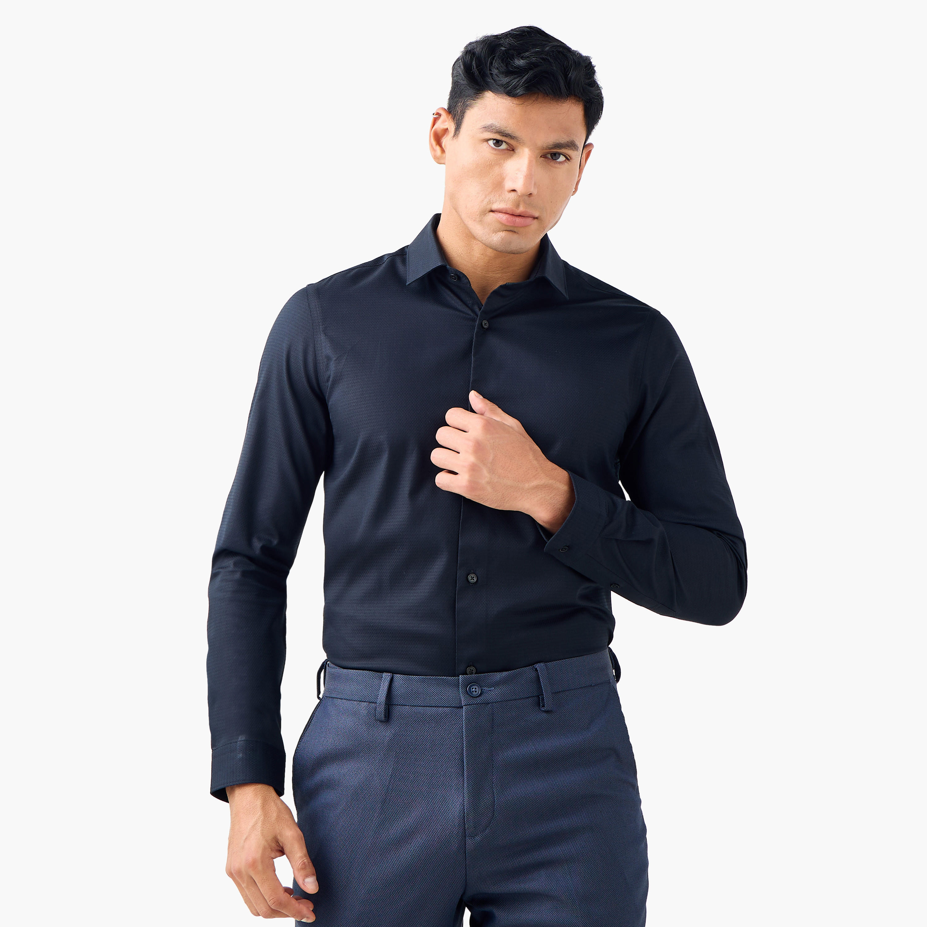 قميص دوبي بقصّة سليم وياقة عادية-men-clothing-shirts-image-6