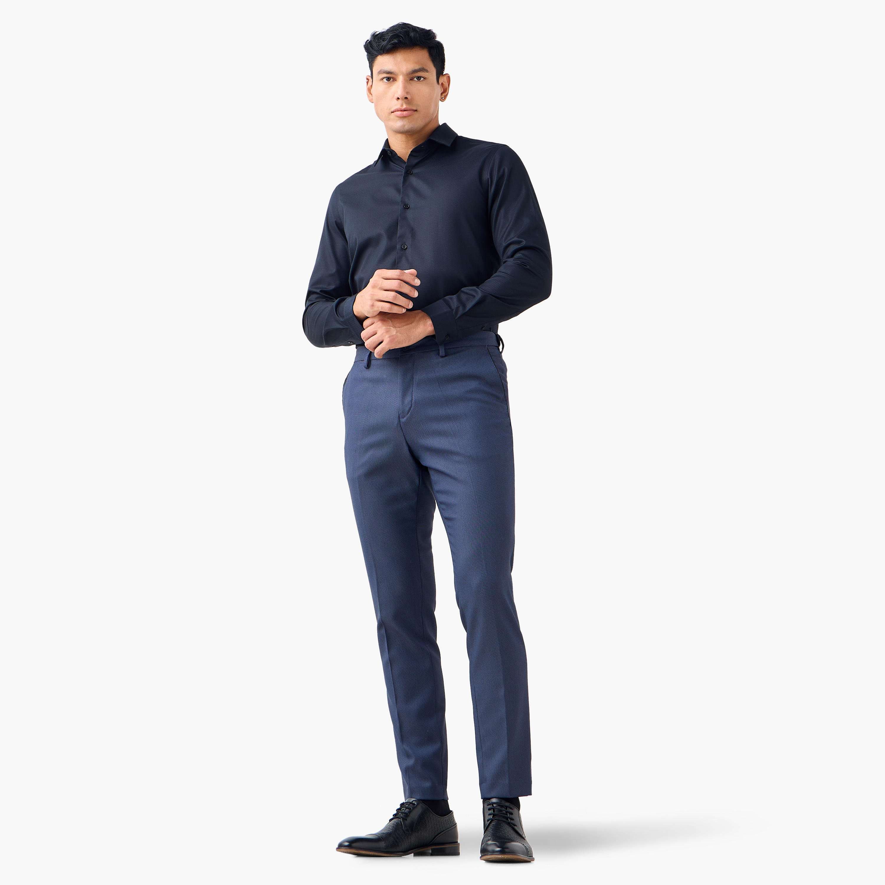قميص دوبي بقصّة سليم وياقة عادية-men-clothing-shirts-image-5