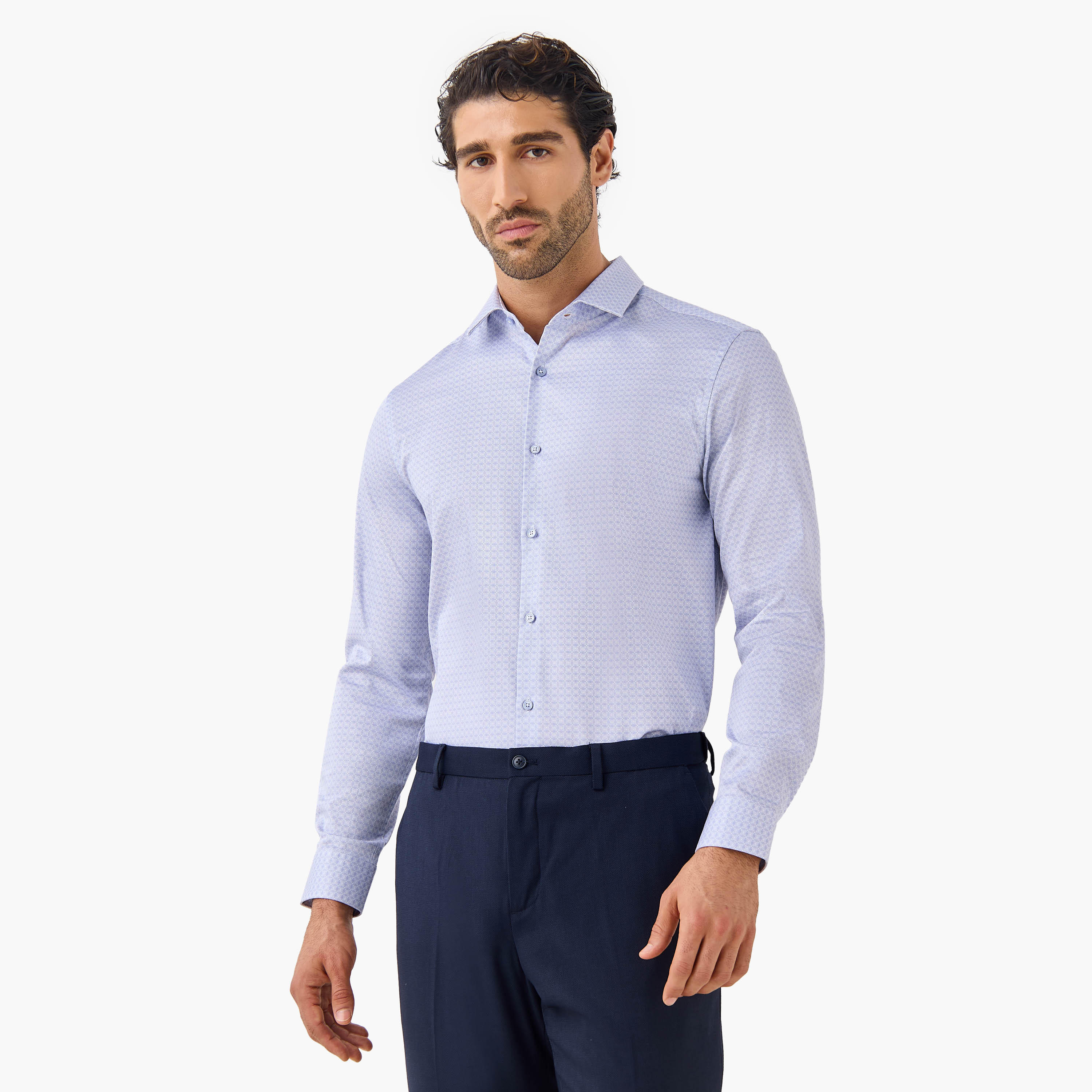 Slim Fit Printed Shirt with Long Sleeves-men-clothing-shirts-image-1