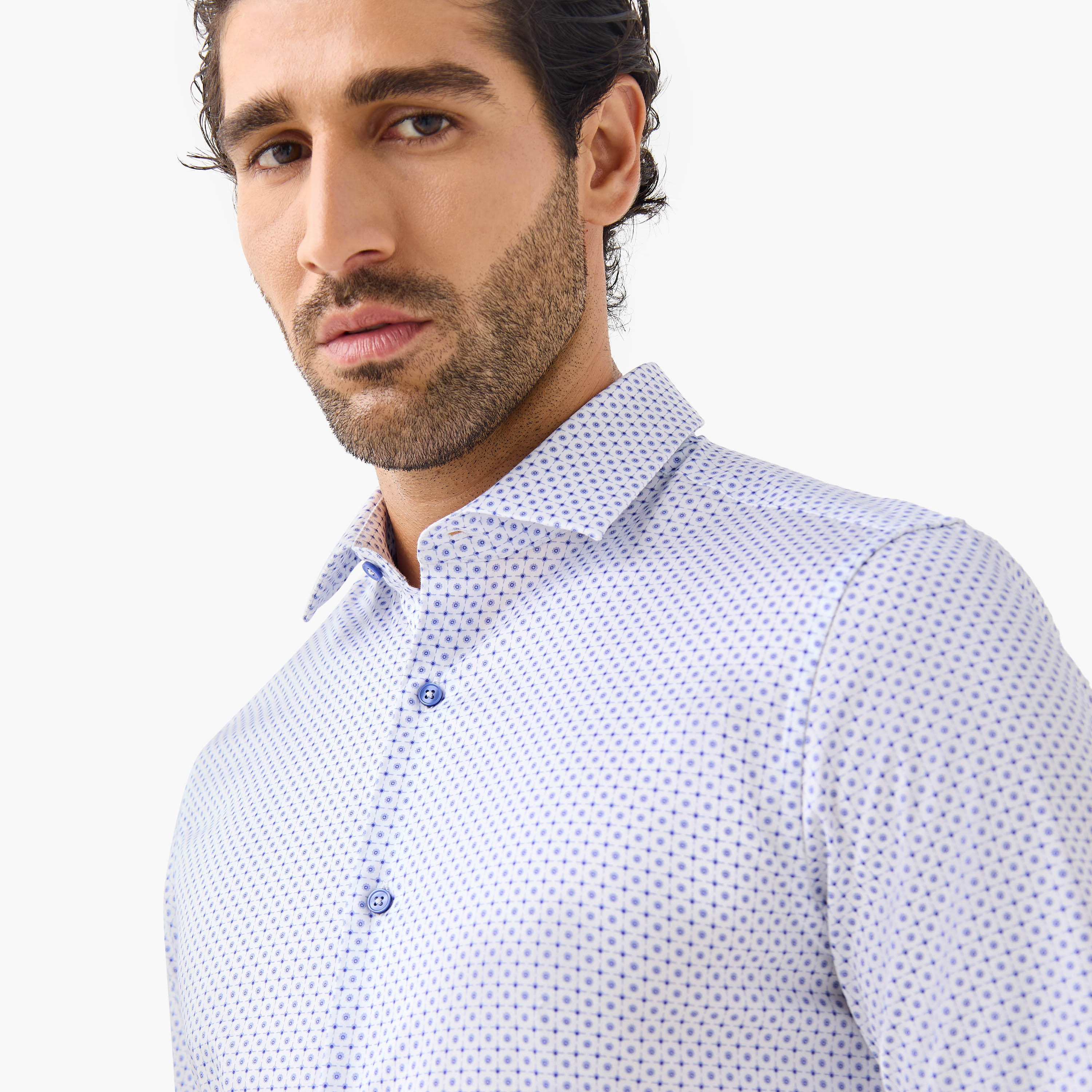 Slim Fit Printed Shirt with Long Sleeves-men-clothing-shirts-image-4
