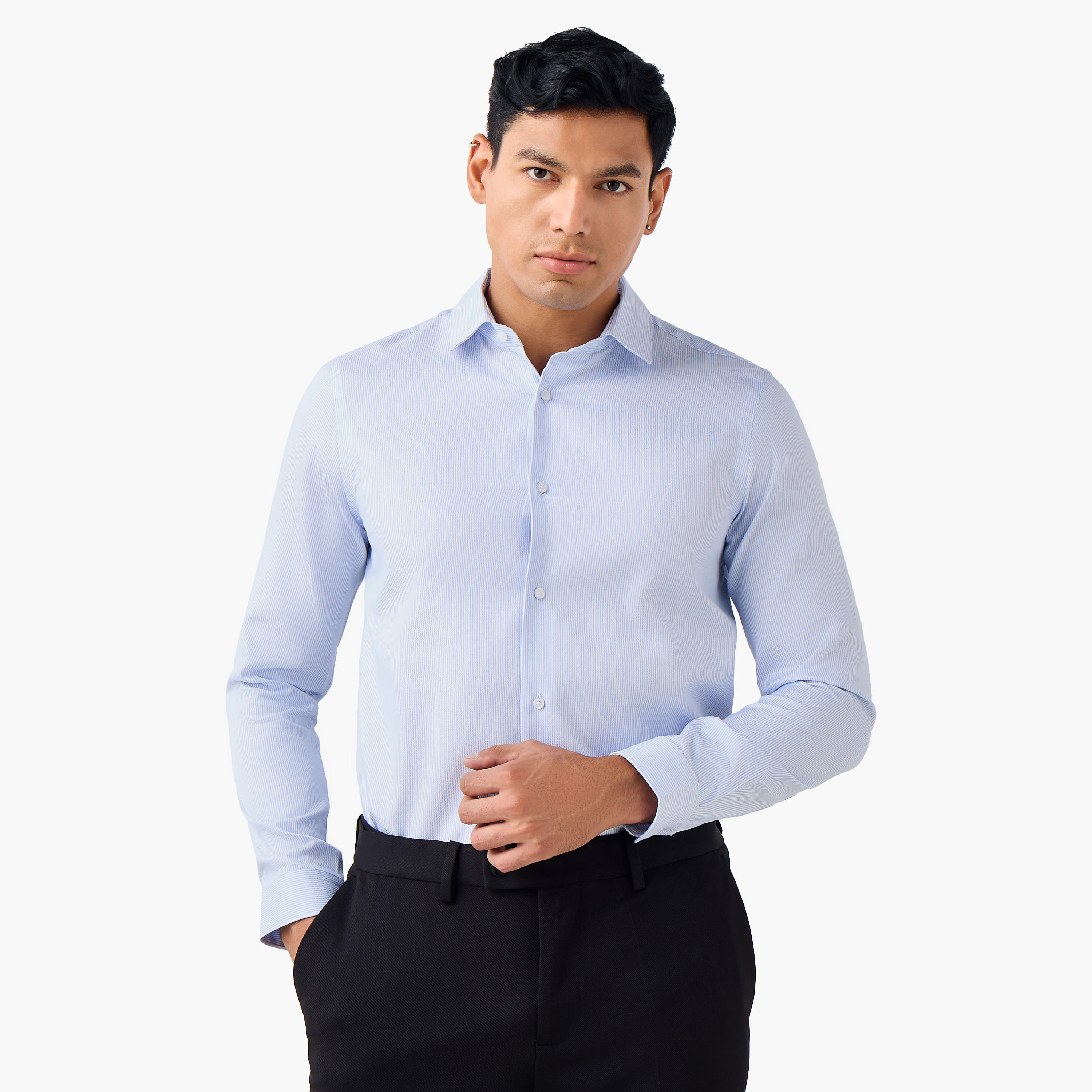 Slim Fit Striped Collared Shirt-men-clothing-shirts-image-1