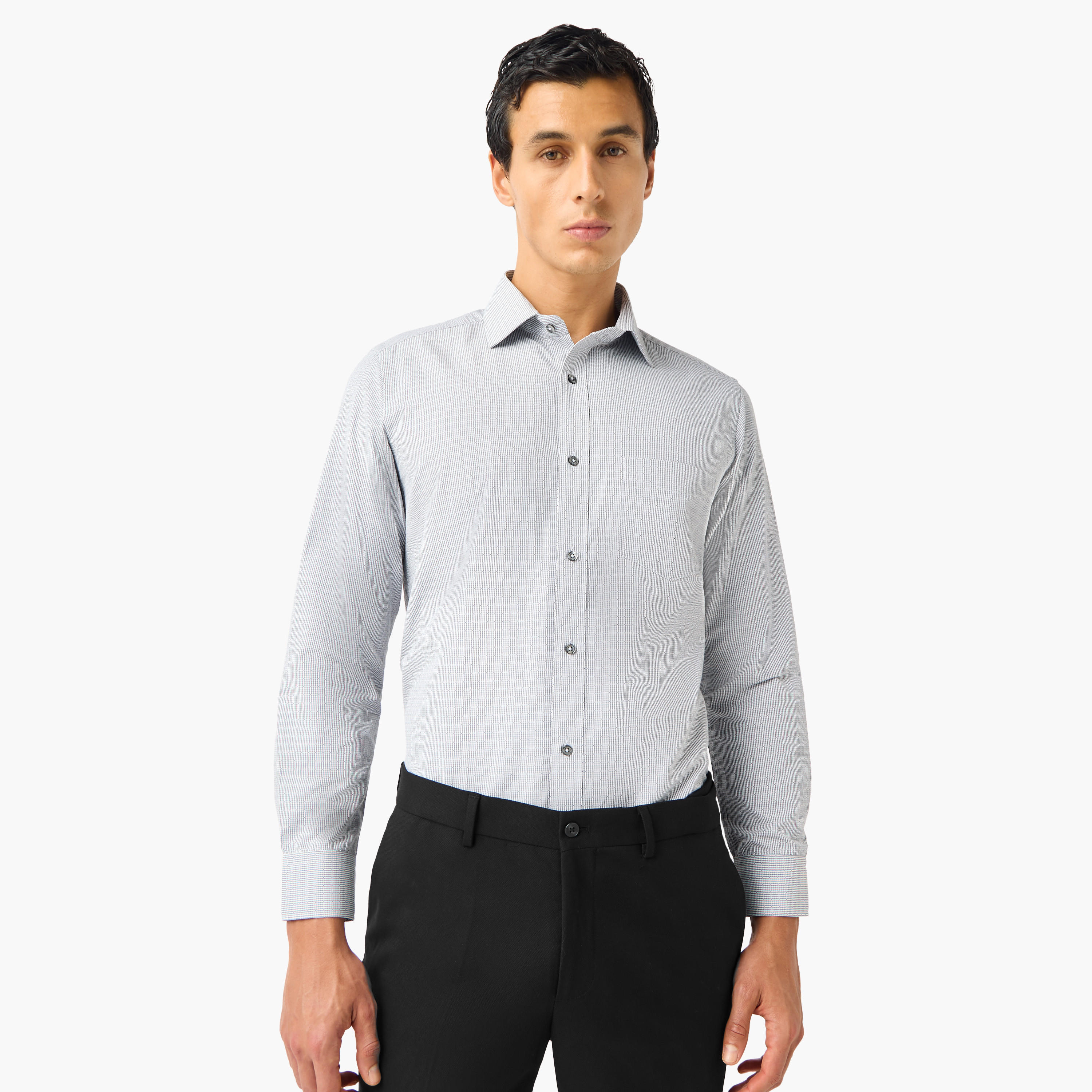 Regular Fit Checked Collared Shirt-men-clothing-shirts-image-1