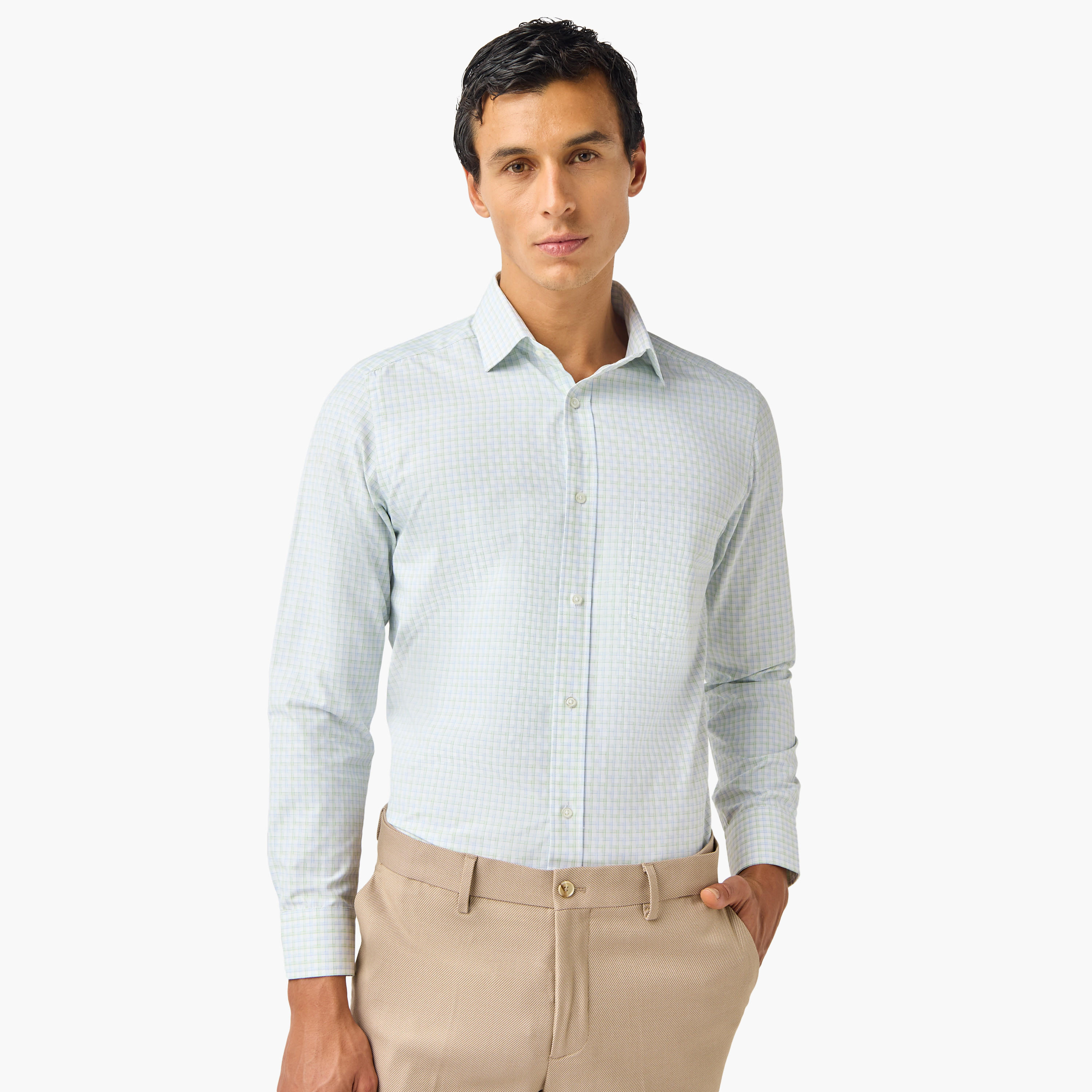 Regular Fit Checked Collared Shirt-men-clothing-shirts-image-1