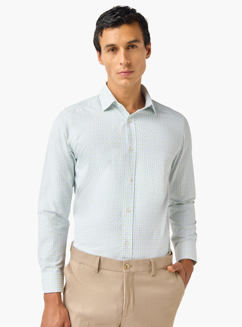 Regular Fit Checked Collared Shirt-men-clothing-shirts-image-1