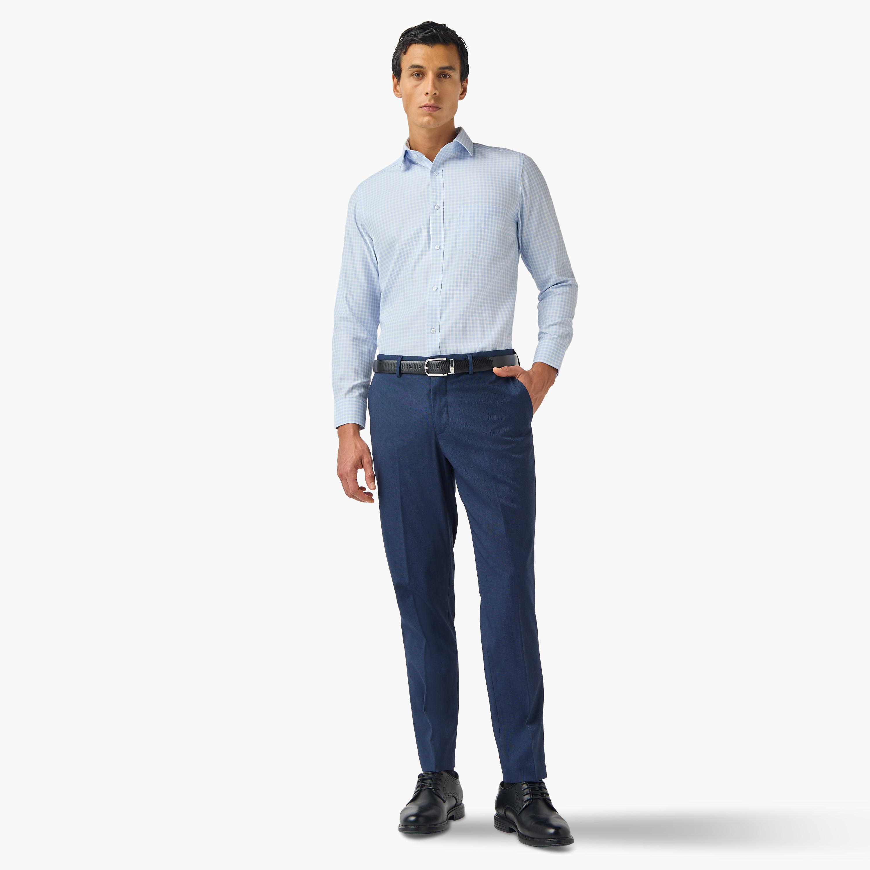 قميص كاروهات بياقة وقصّة عادية-men-clothing-shirts-image-2