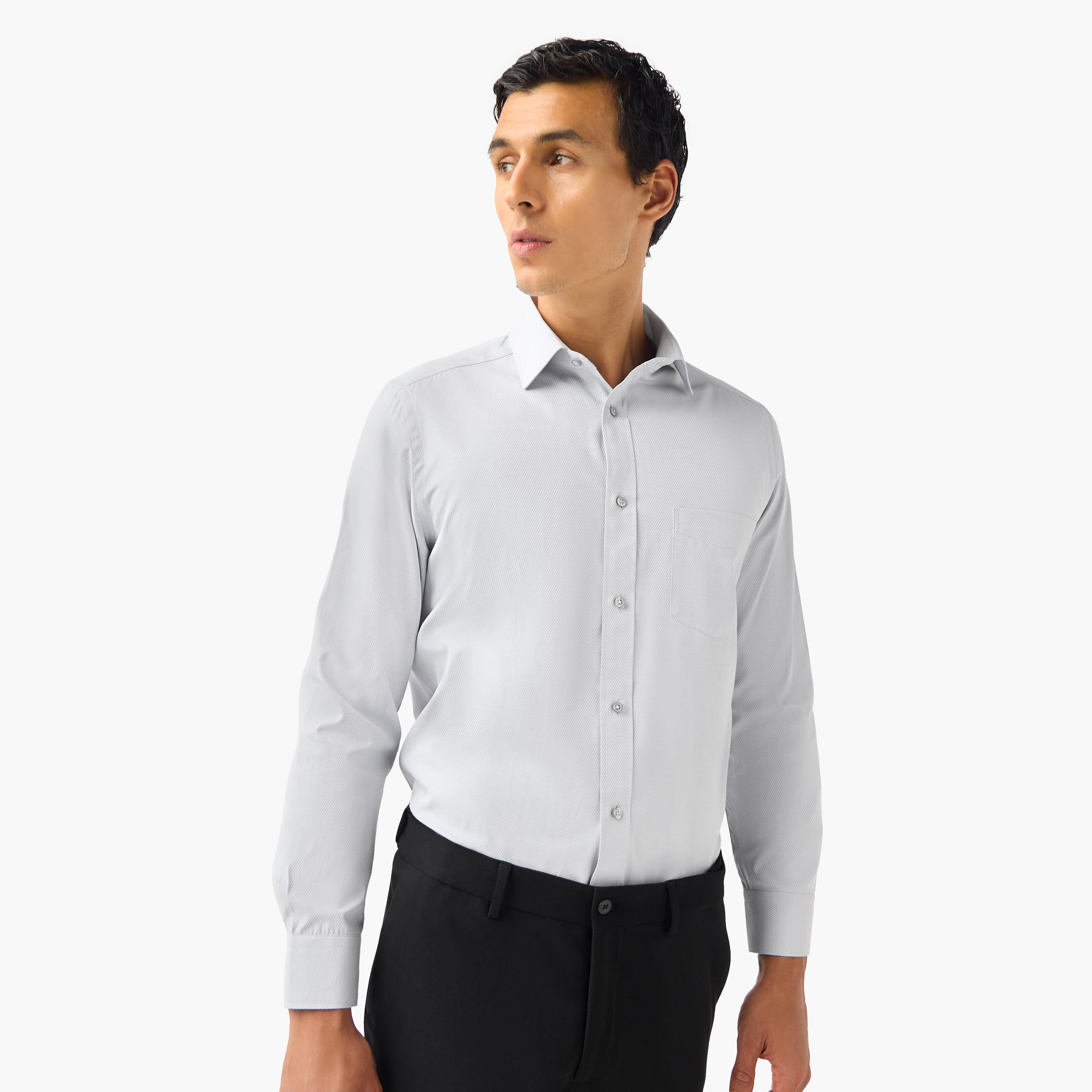 Regular Fit Collared Dobby Shirt-PROMO_SP_KSA_6_BUY3FORSAR119_130625-image-1