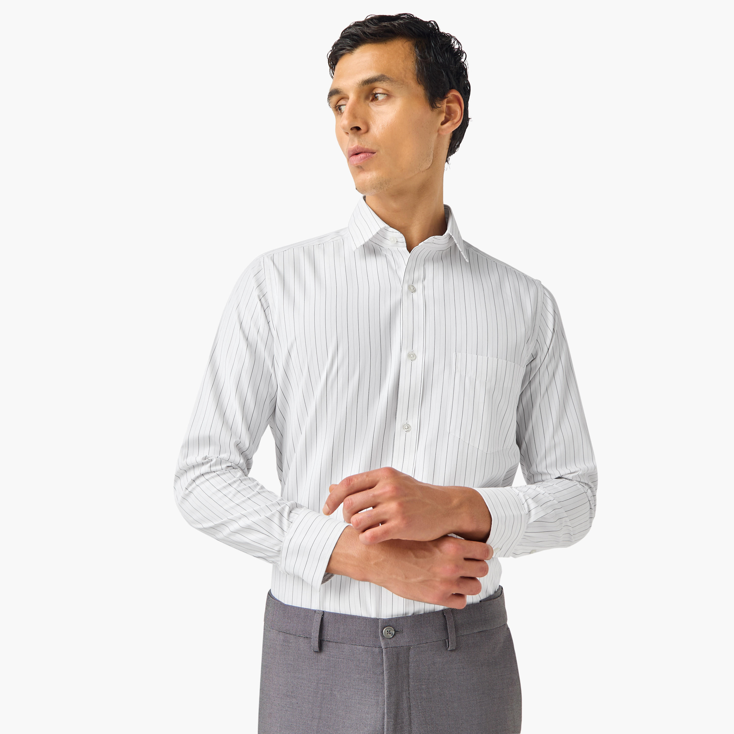 Regular Fit Striped Collared Shirt-men-clothing-shirts-image-1