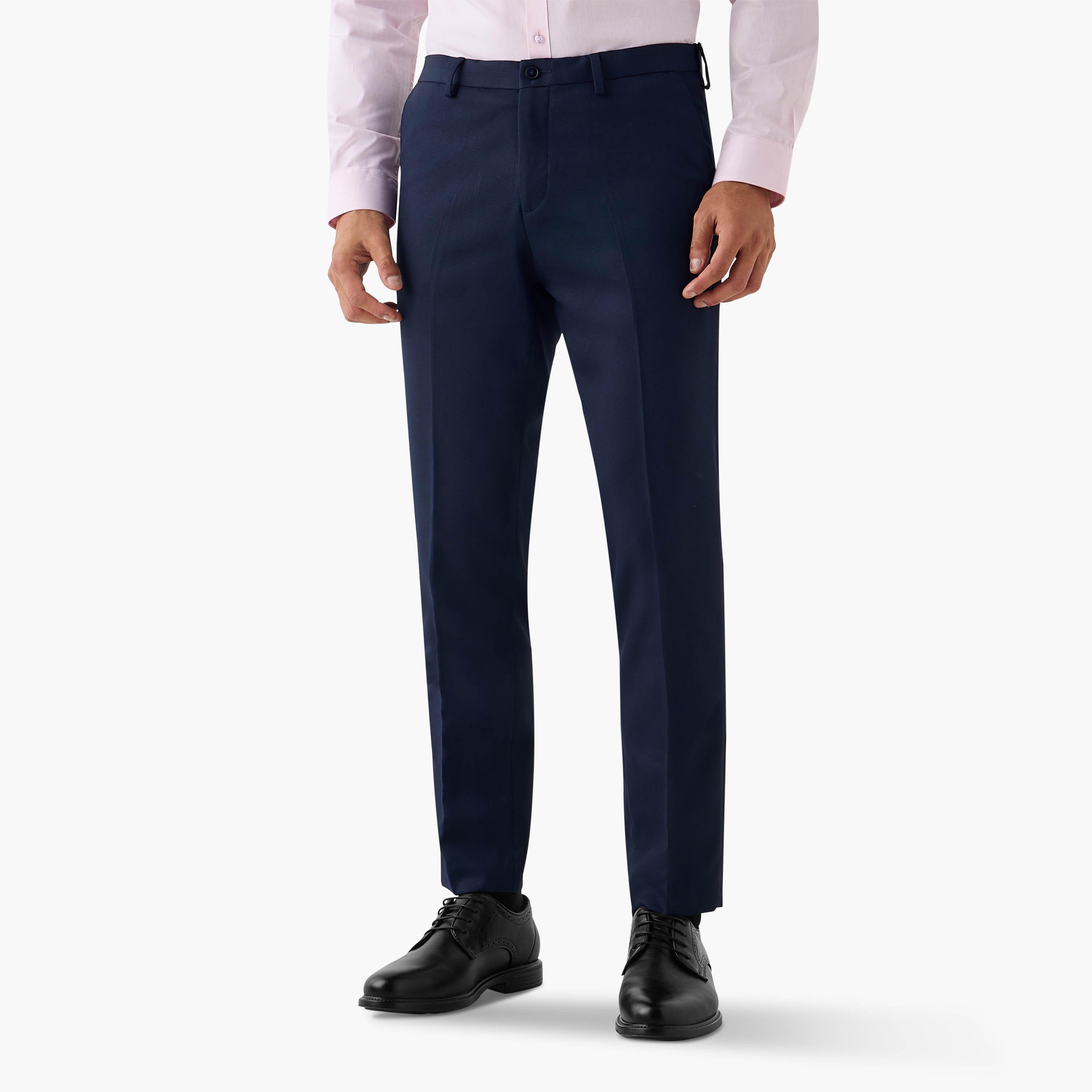 بنطلون رسمي بقصة سليم بارز الملمس-men-clothing-bottoms-trousersandchinos-trousers-image-1