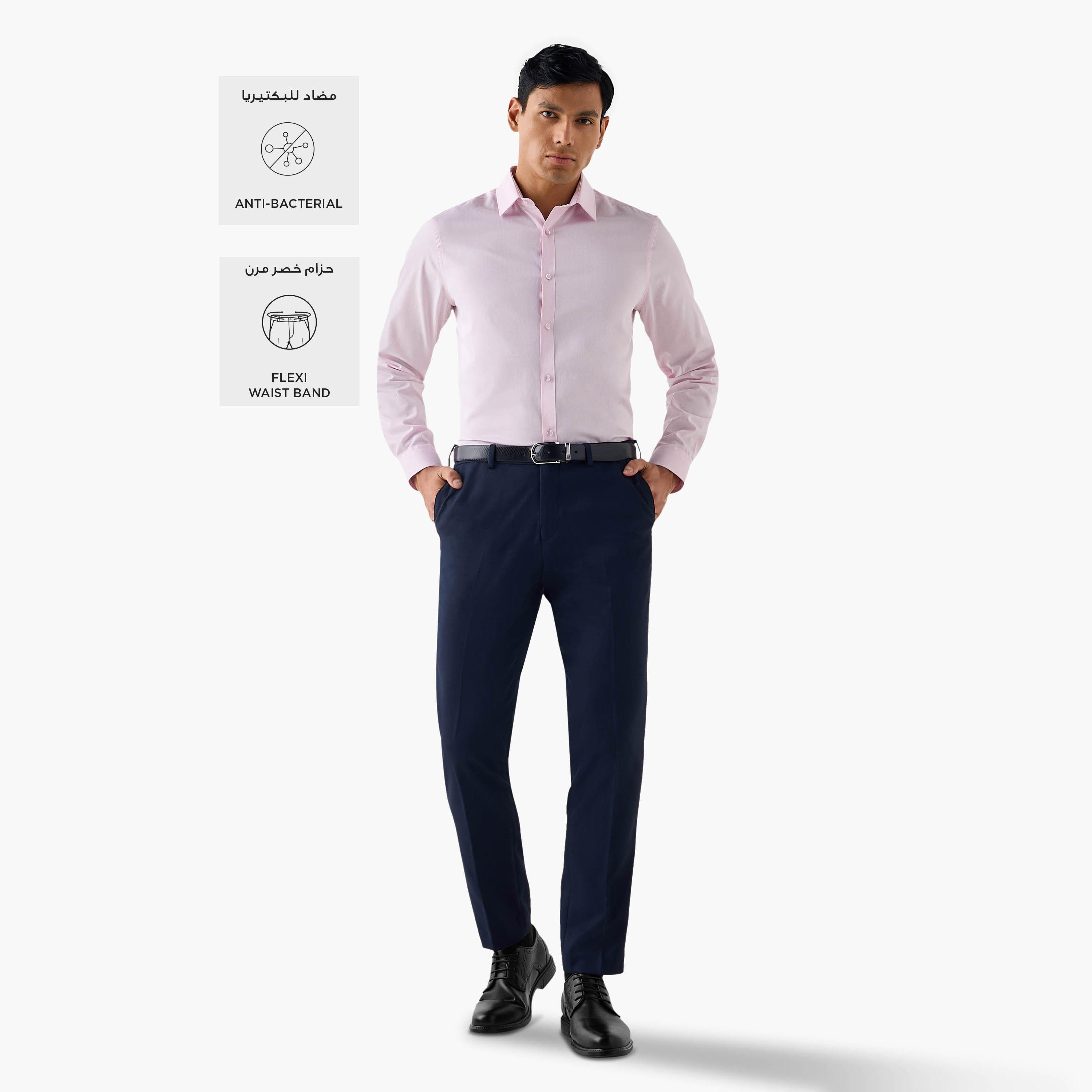 بنطلون رسمي بقصة سليم بارز الملمس-men-clothing-bottoms-trousersandchinos-trousers-image-2