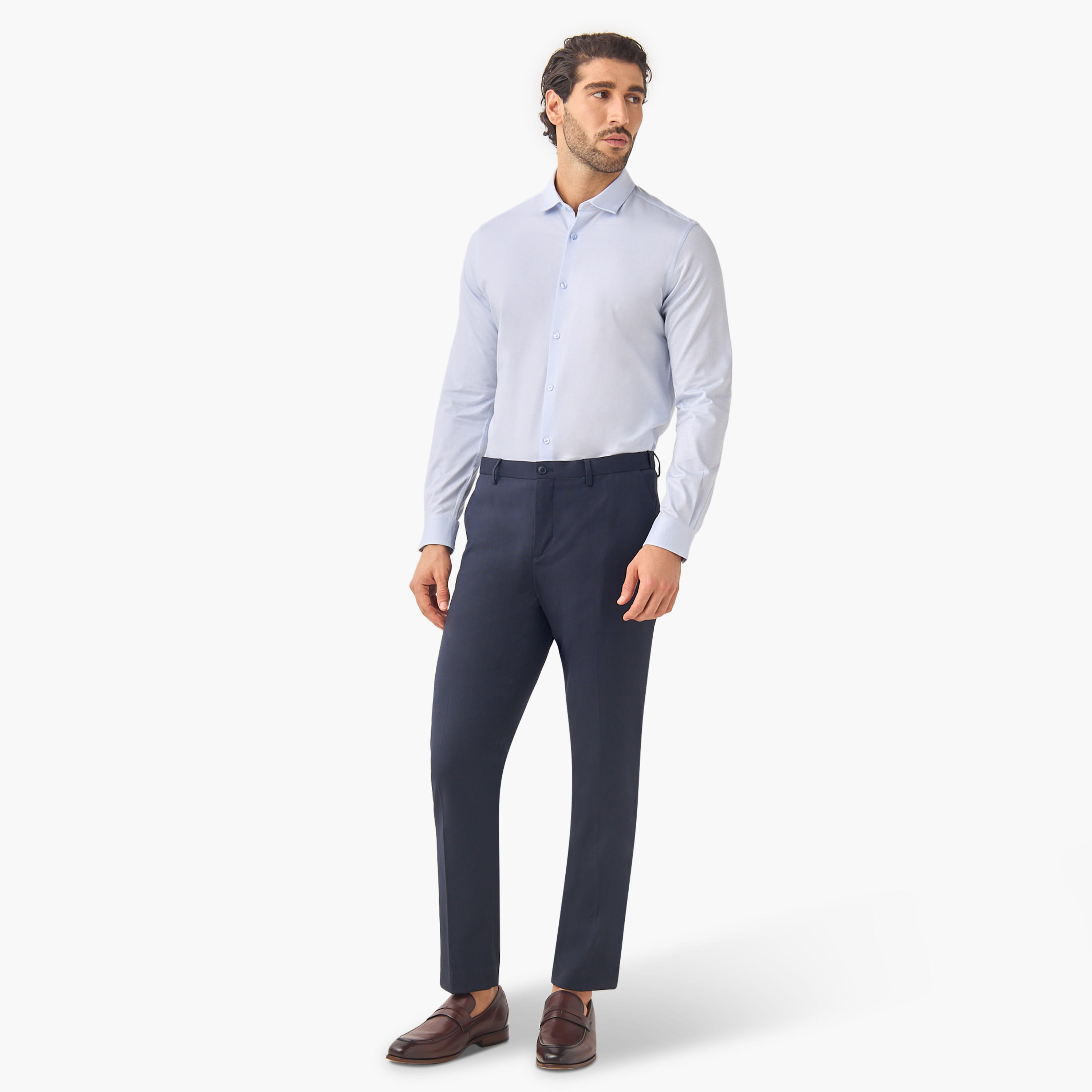 Slim Fit Dobby Shirt with Collar and Long Sleeves-men-clothing-shirts-image-2