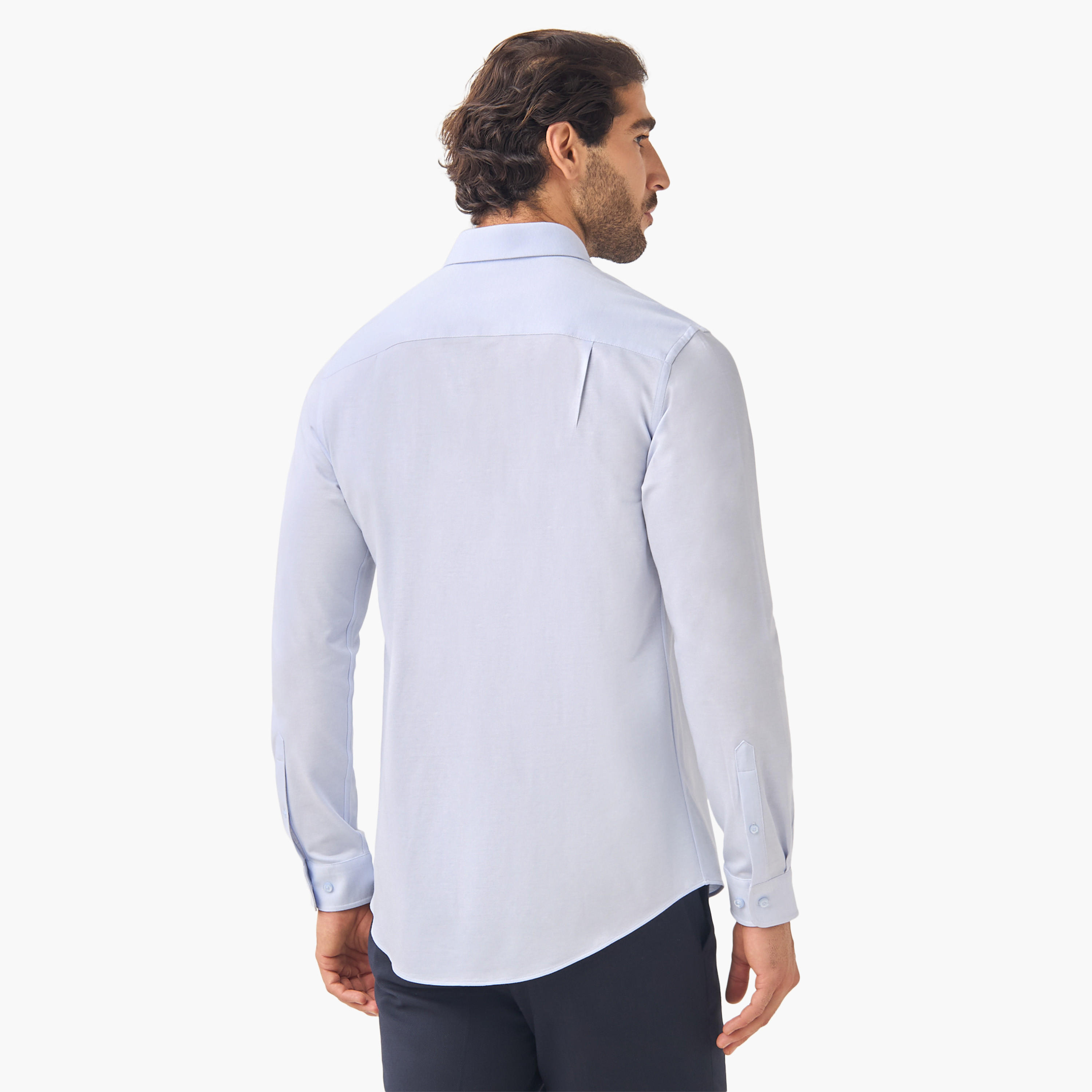 Slim Fit Dobby Shirt with Collar and Long Sleeves-men-clothing-shirts-image-3