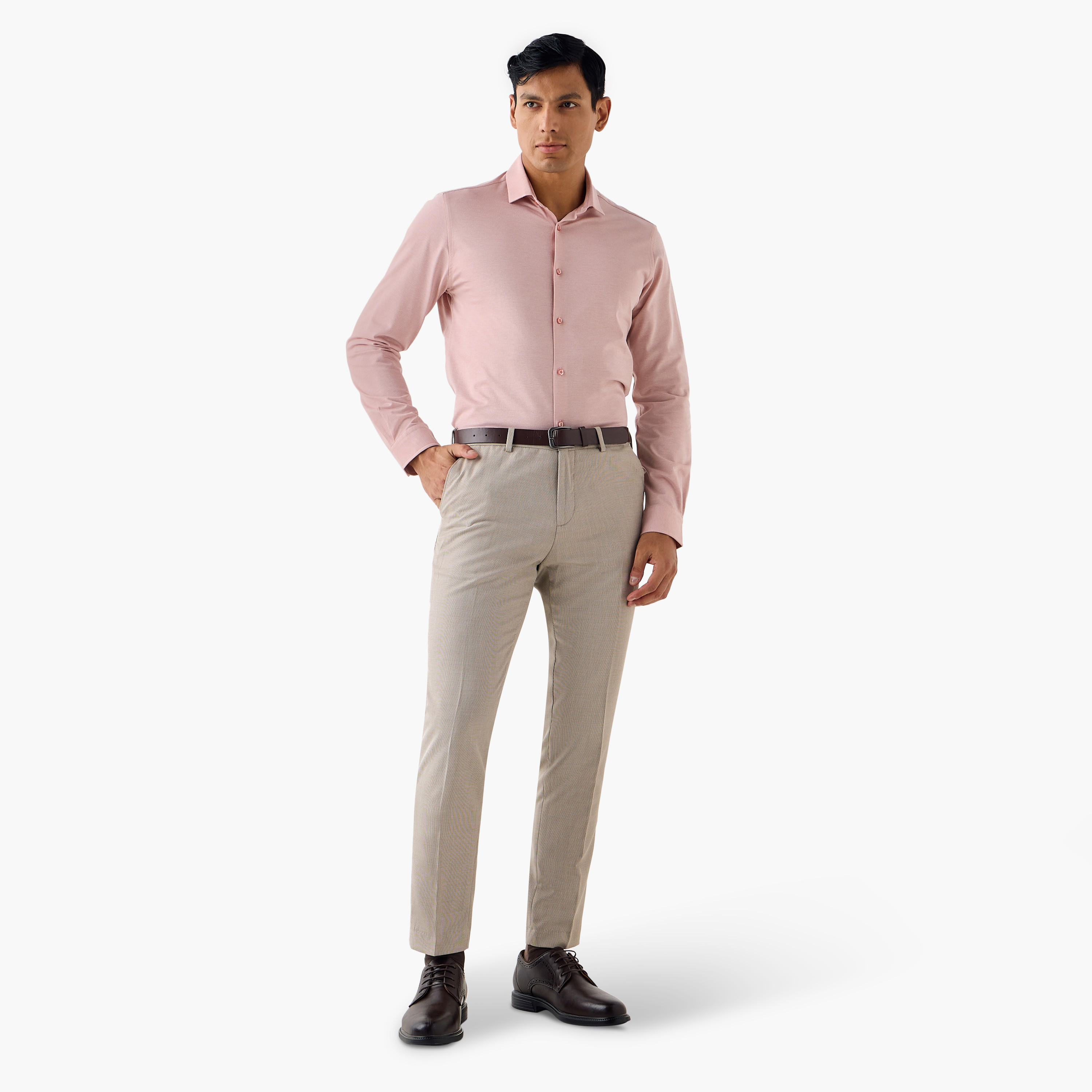 Slim Fit Textured Shirt with Collar-men-clothing-shirts-image-2