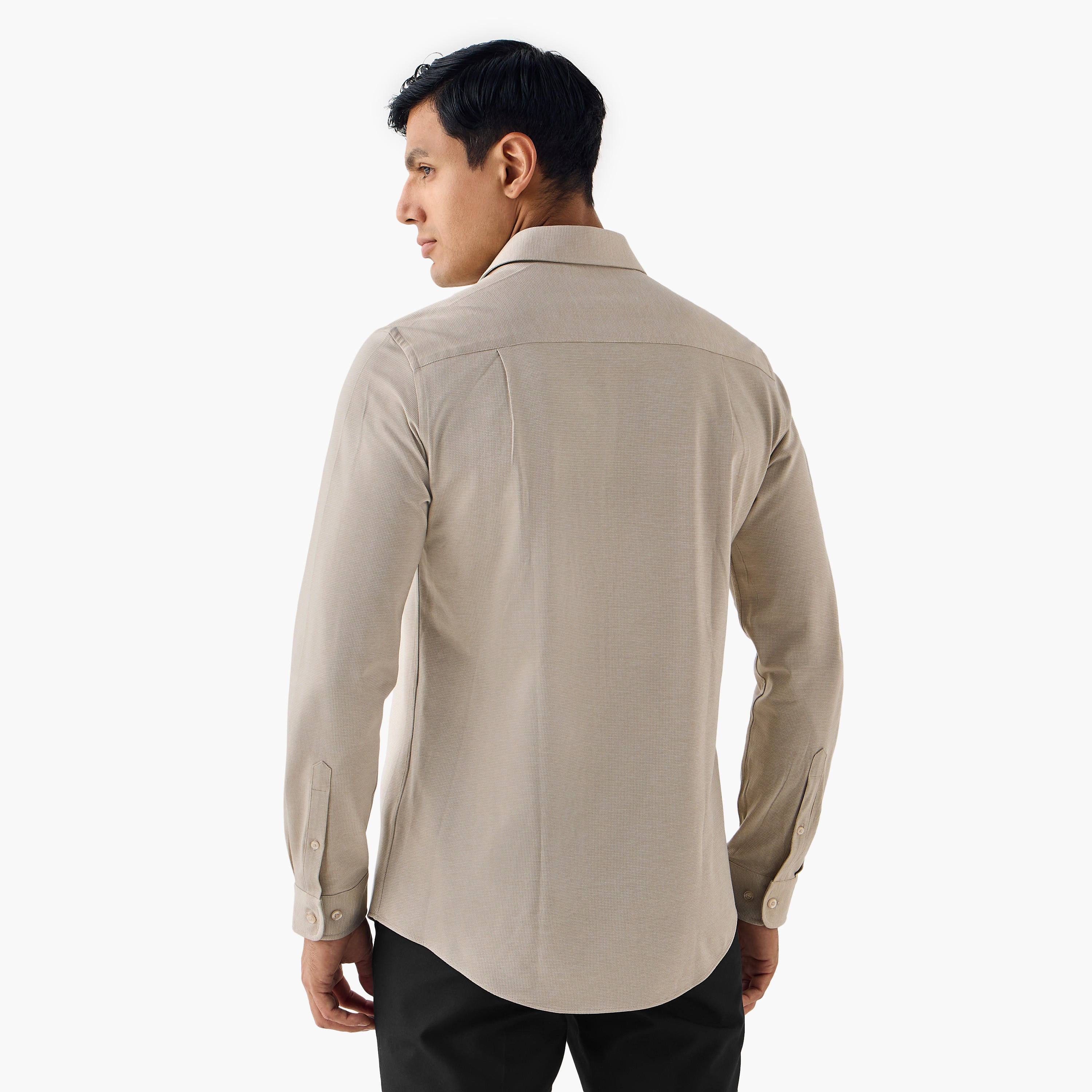 Slim Fit Textured Shirt with Collar-men-clothing-shirts-image-3