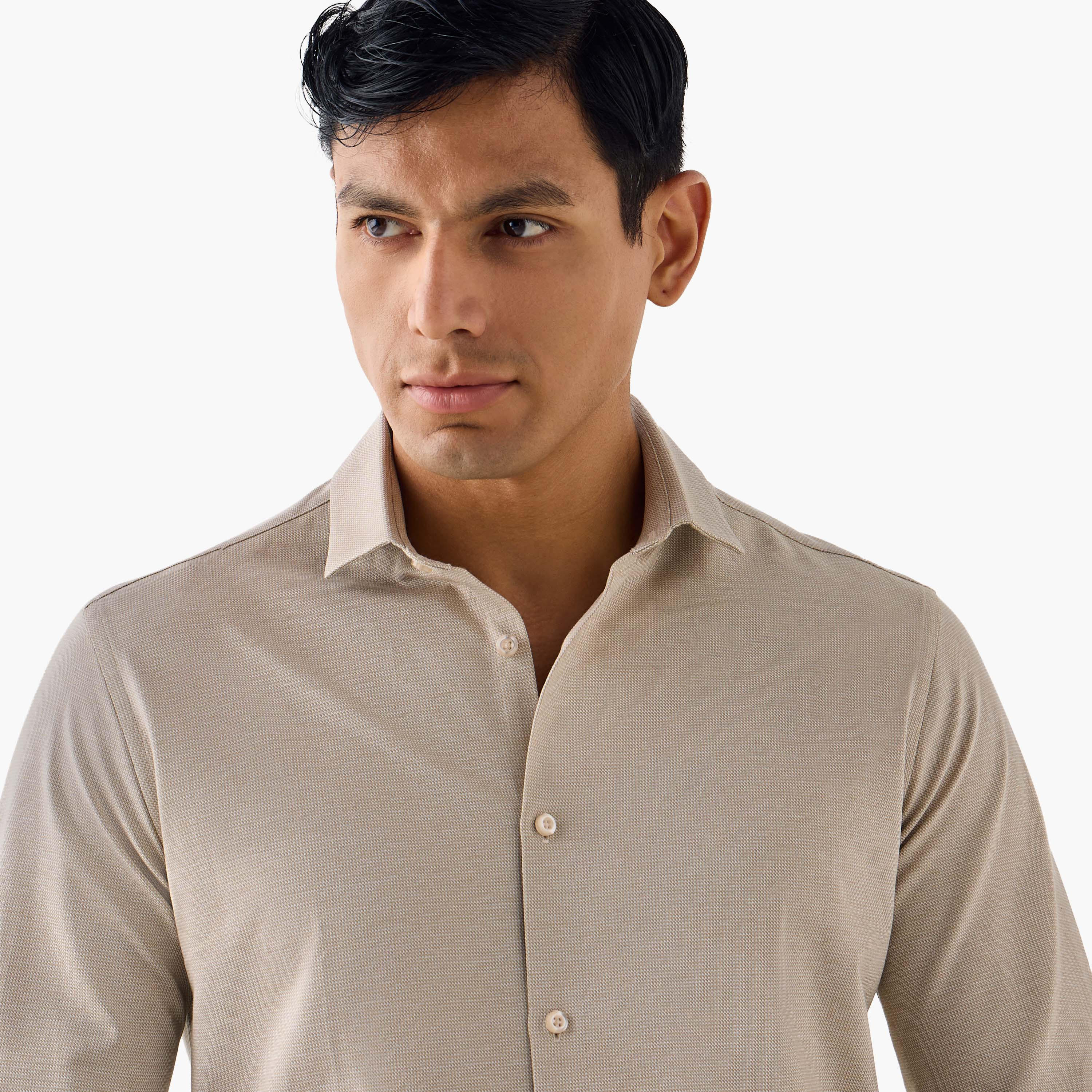 Slim Fit Textured Shirt with Collar-men-clothing-shirts-image-4