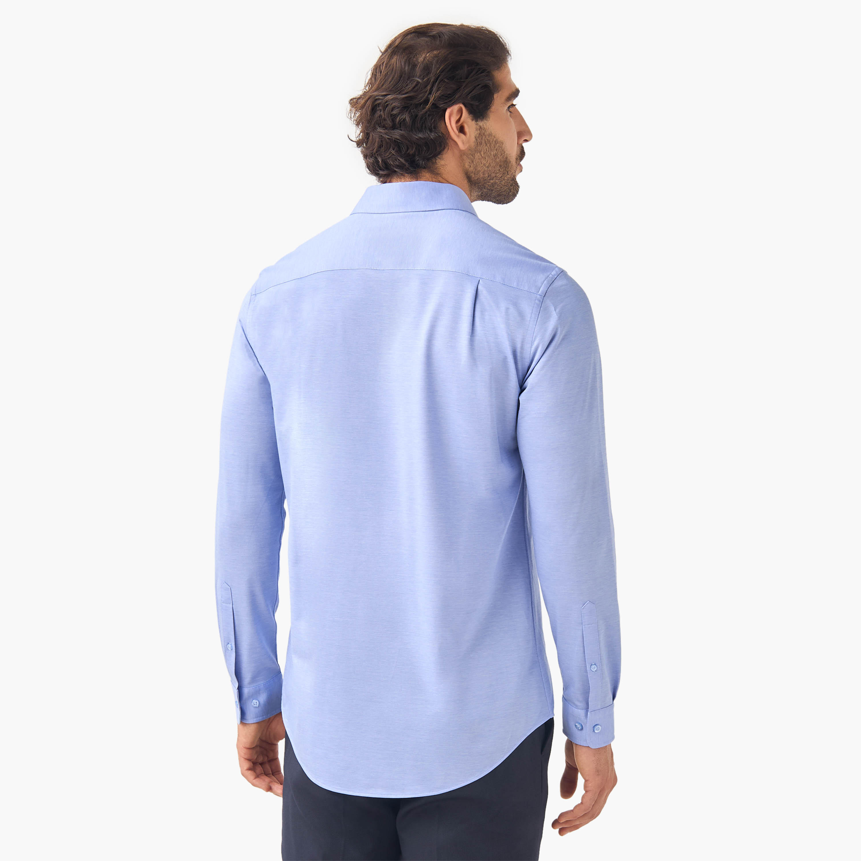 قميص بارز الملمس بقصة ضيقة وياقة عادية وأكمام طويلة-men-clothing-shirts-image-3