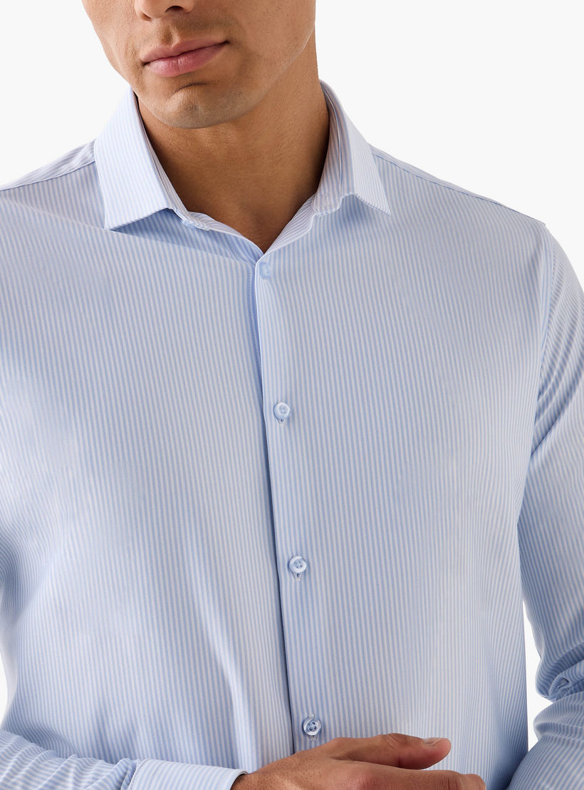 قميص مخطط بقصة سليم وياقة عادية-men-clothing-shirts-image-4